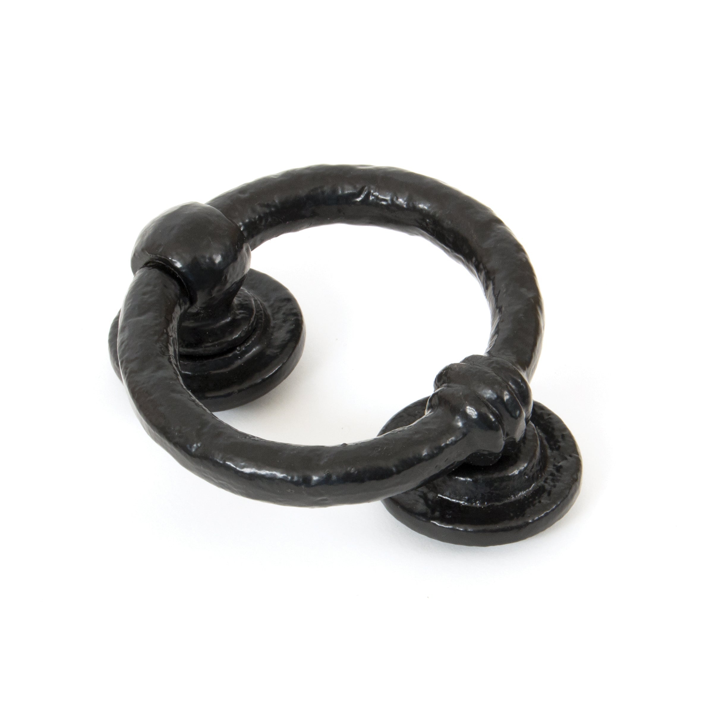 Black 4" Ring Door Knocker | From The Anvil-Bolt-Through Door Knockers-Yester Home