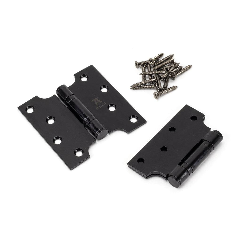 Black 4" x 2" x 4" Parliament Hinge (pair) ss | From The Anvil-Parliament Hinges-Yester Home