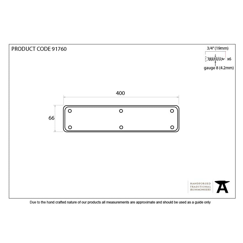 Black 400mm Plain Fingerplate | From The Anvil-Fingerplates-Yester Home