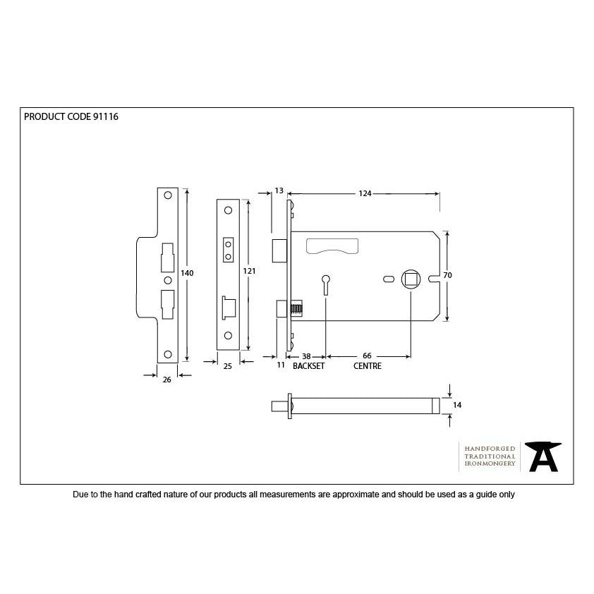 Black 5" Horizontal 3 Lever Sash Lock | From The Anvil-Horizontal Locks-Yester Home