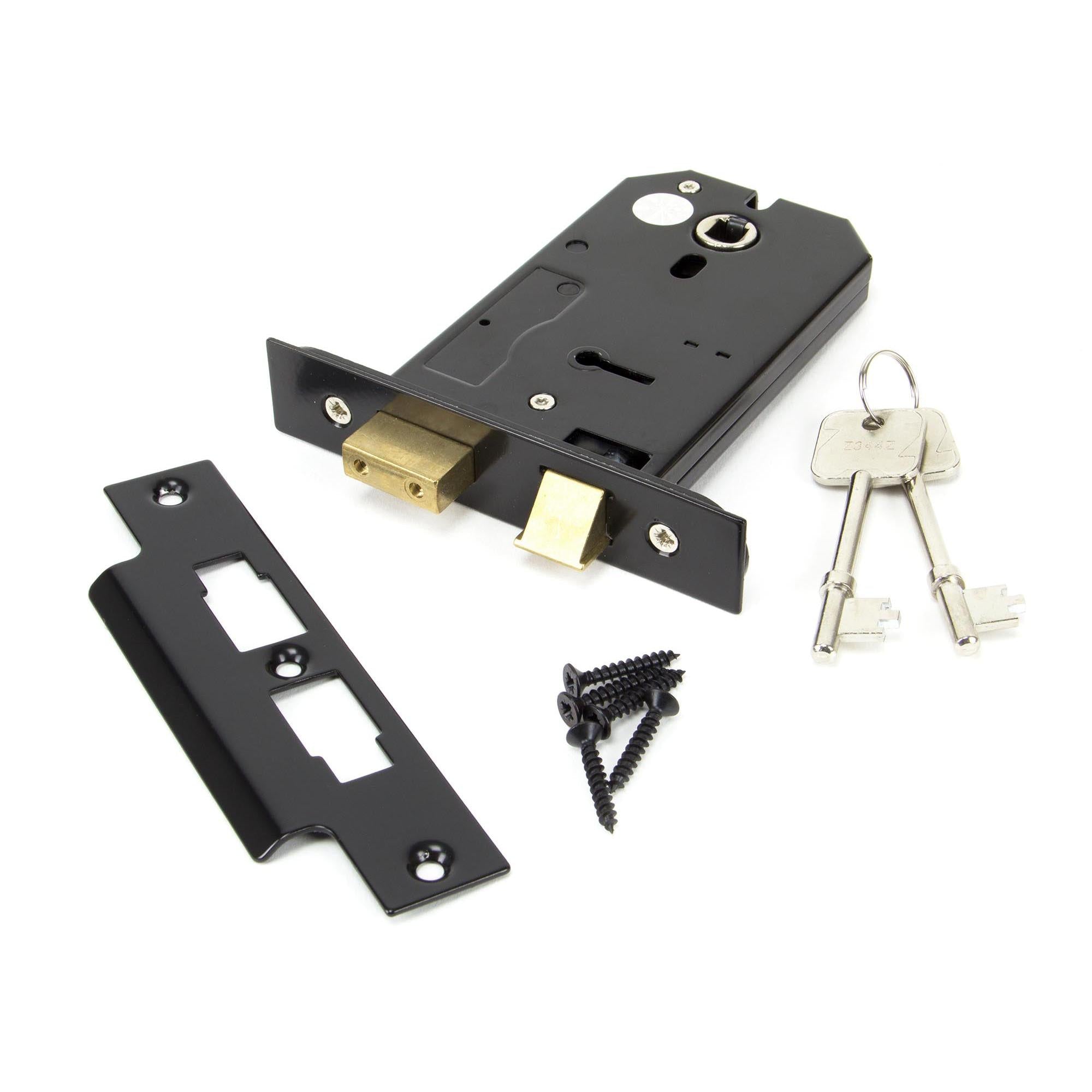 Black 5" Horizontal 3 Lever Sash Lock | From The Anvil - Horizontal Locks - From The Anvil - Yester Home