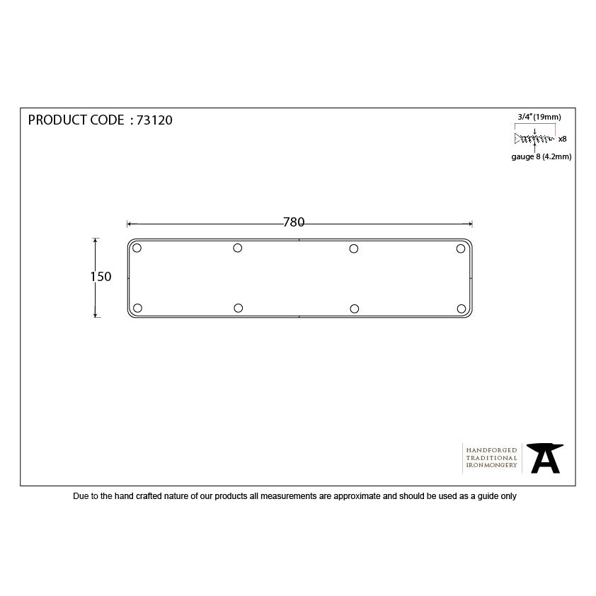 Black 780mm x 150mm Kick Plate | From The Anvil-Kickplates-Yester Home