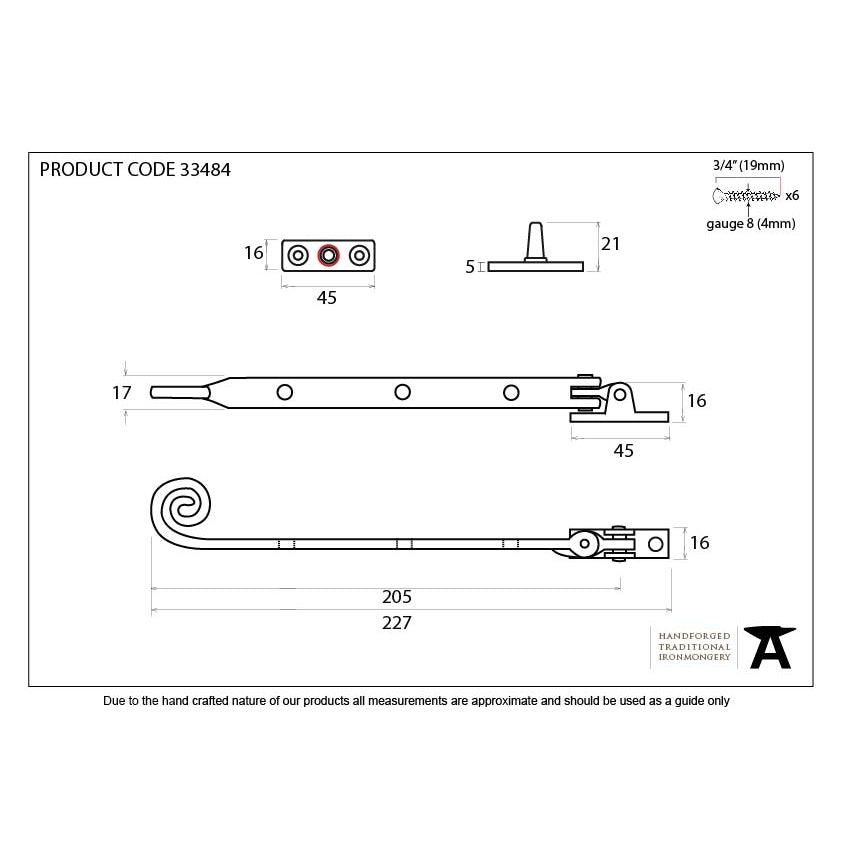 Black 8" Cast Monkeytail Stay | From The Anvil-Stays-Yester Home