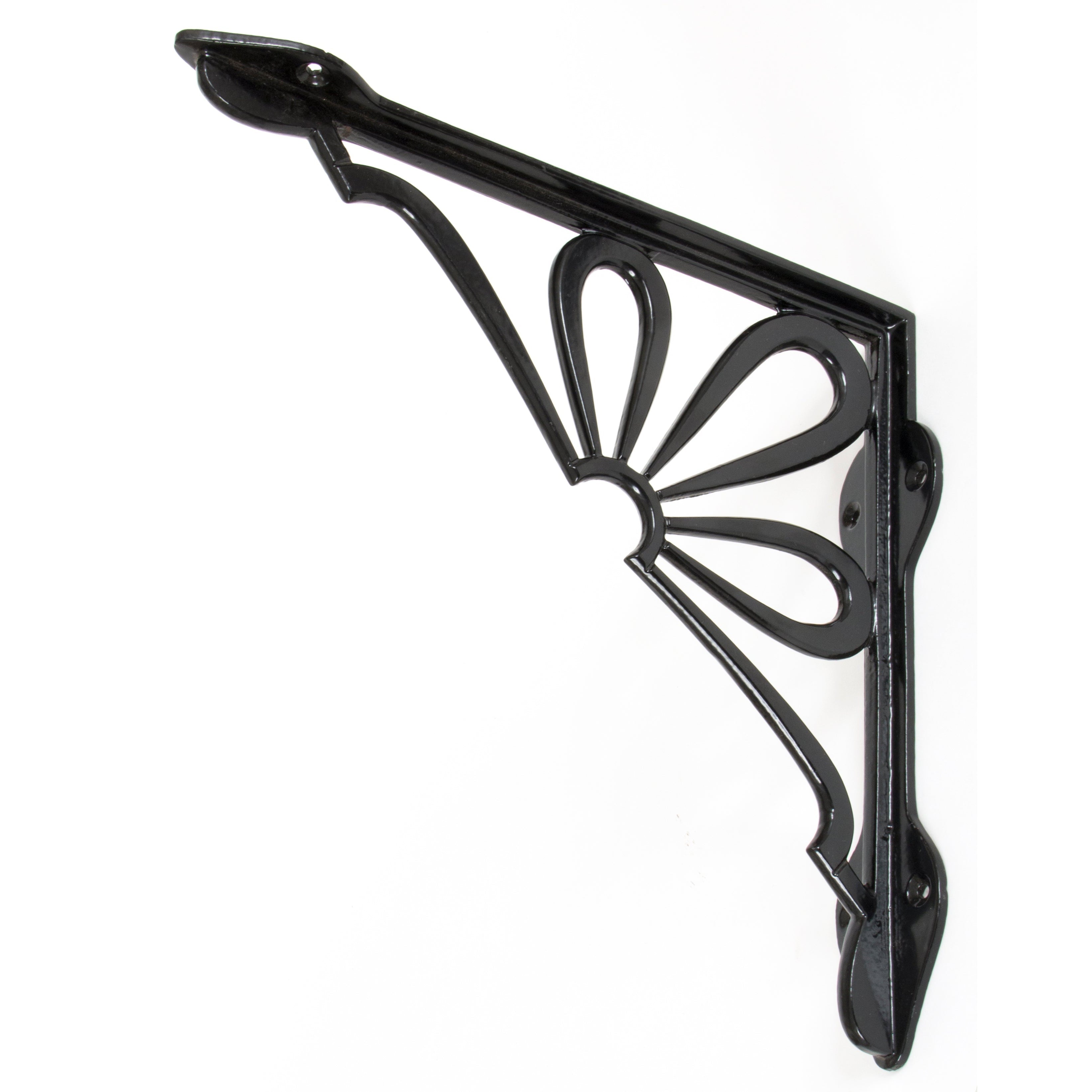 Black 9" x 9'' Flower Shelf Bracket | From The Anvil-9 - 10" Shelf Brackets-Yester Home