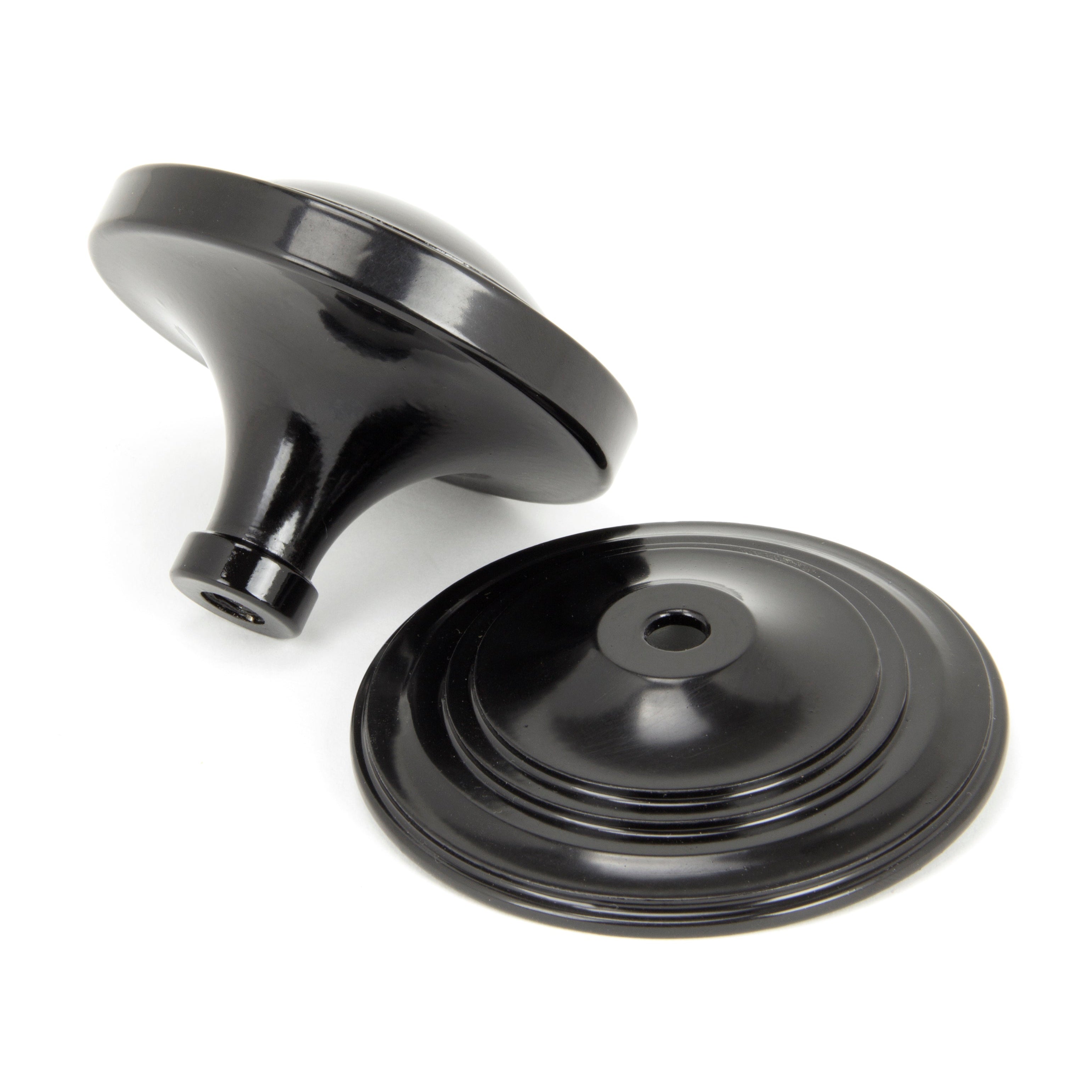 Black Art Deco Centre Door Knob | From The Anvil-Centre Door Knobs-Yester Home