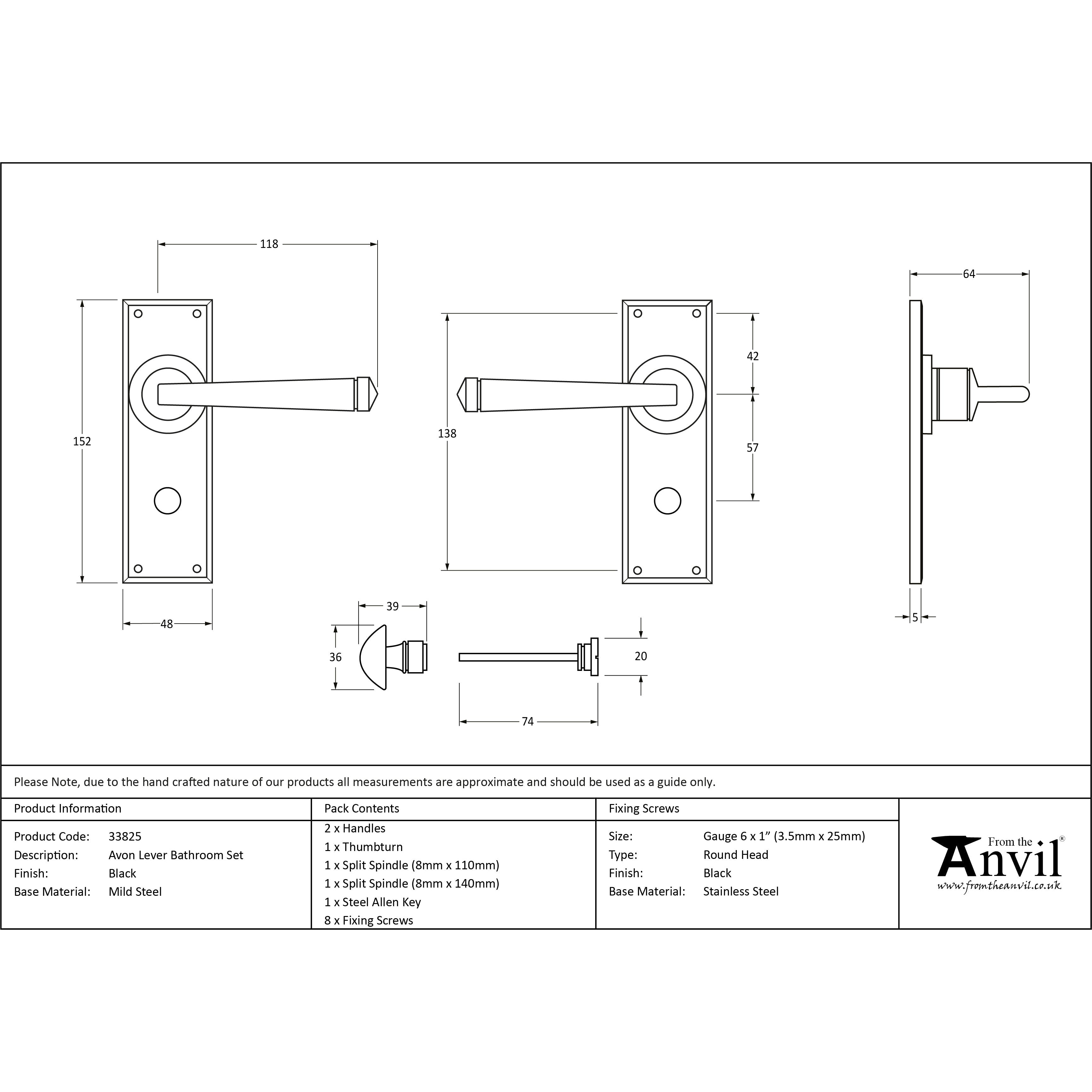 Black Avon Lever Bathroom Set | From The Anvil-Lever Bathroom-Yester Home