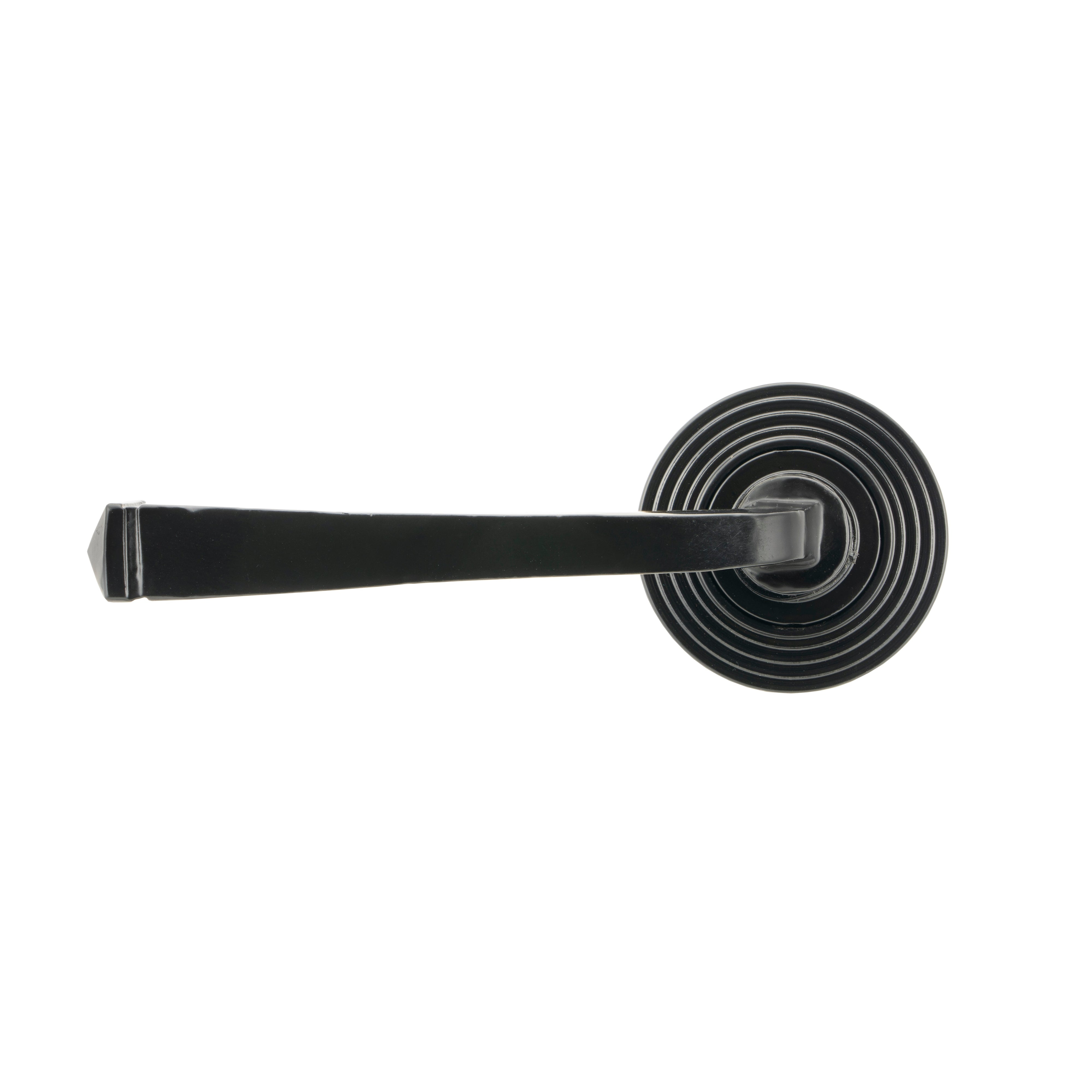 Black Avon Round Lever on Rose Set (Beehive) - Unsprung | From The Anvil-Concealed-Yester Home