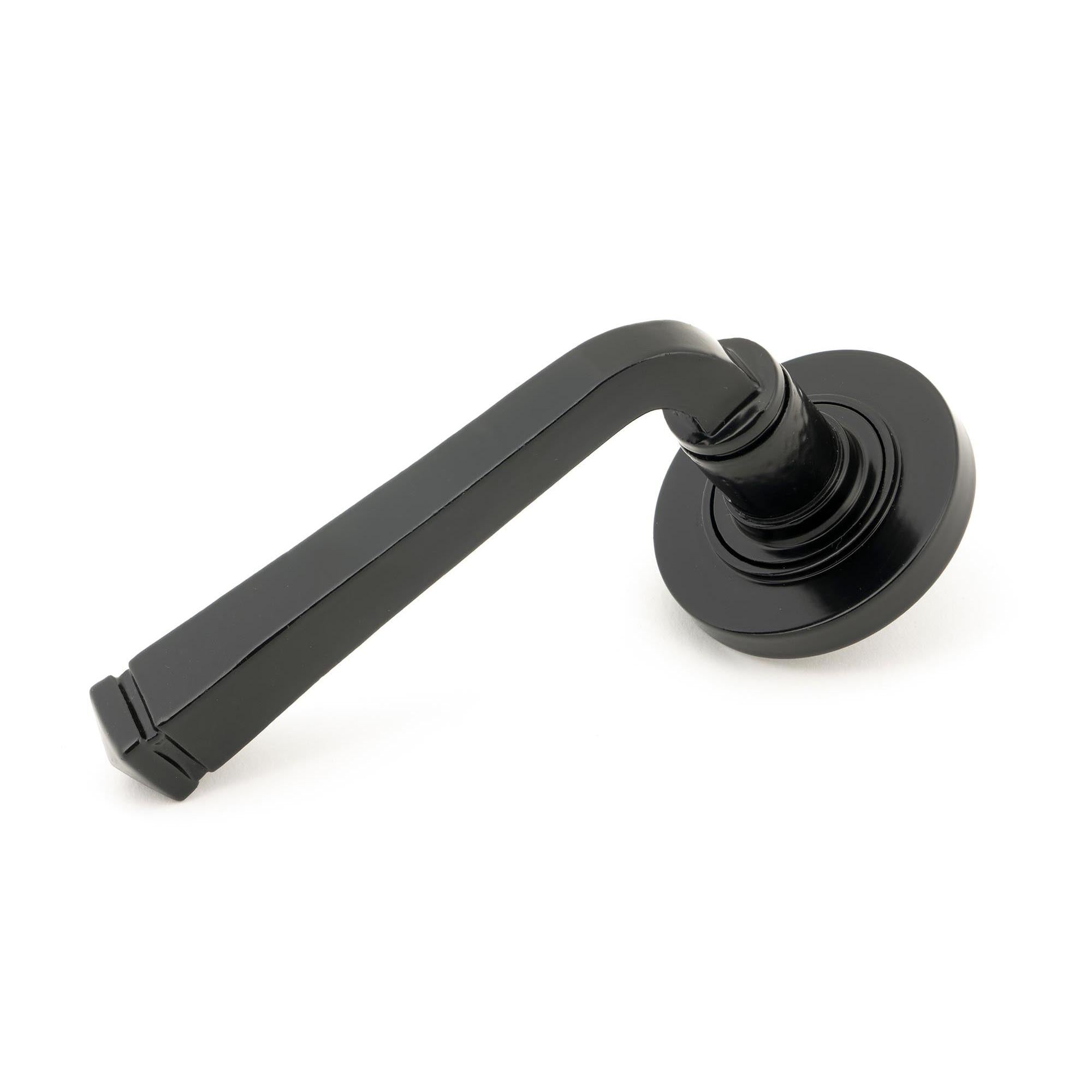 Black Avon Round Lever on Rose Set (Plain) - Unsprung | From The Anvil - Concealed - From The Anvil - Yester Home