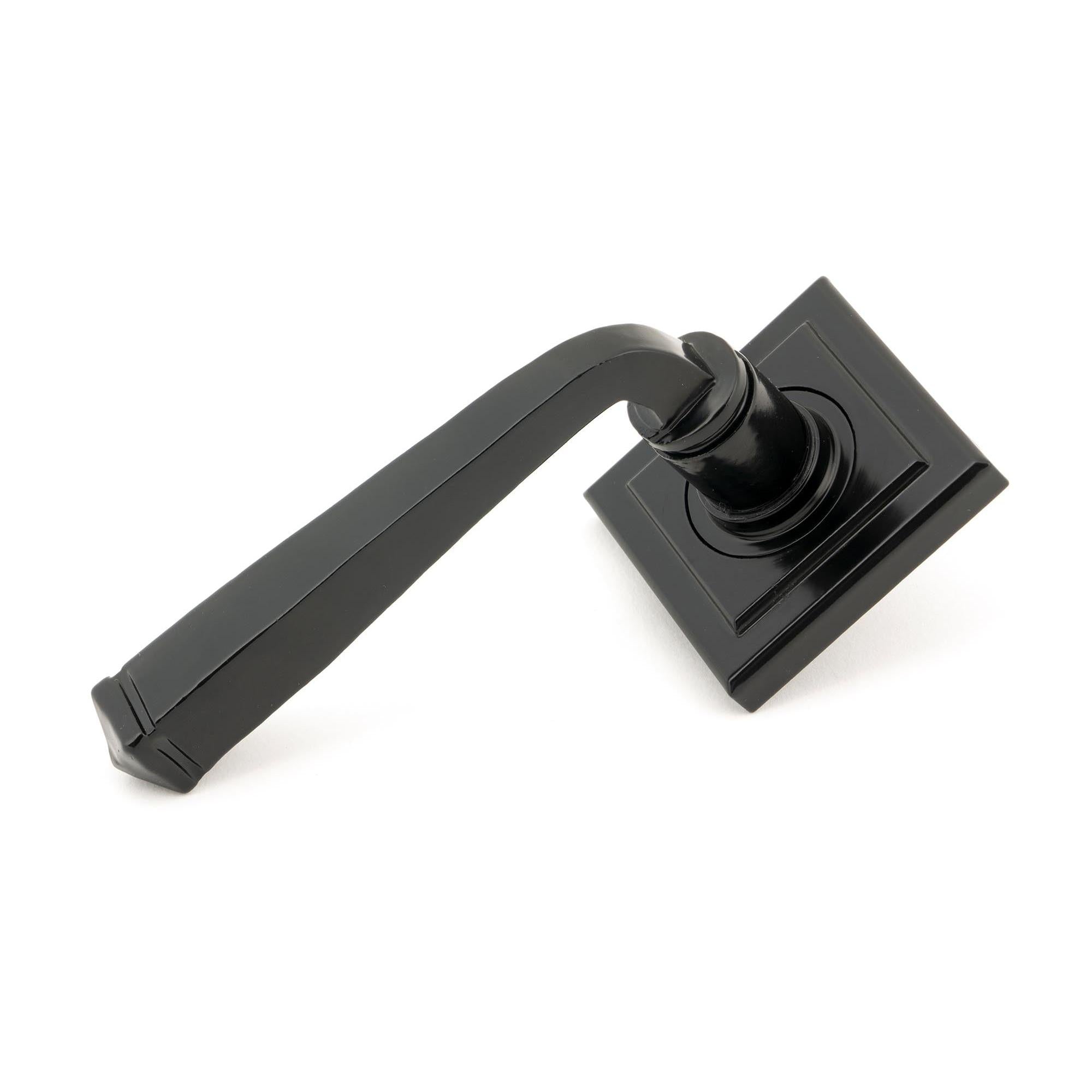 Black Avon Round Lever on Rose Set (Square) - Unsprung | From The Anvil - Concealed - From The Anvil - Yester Home