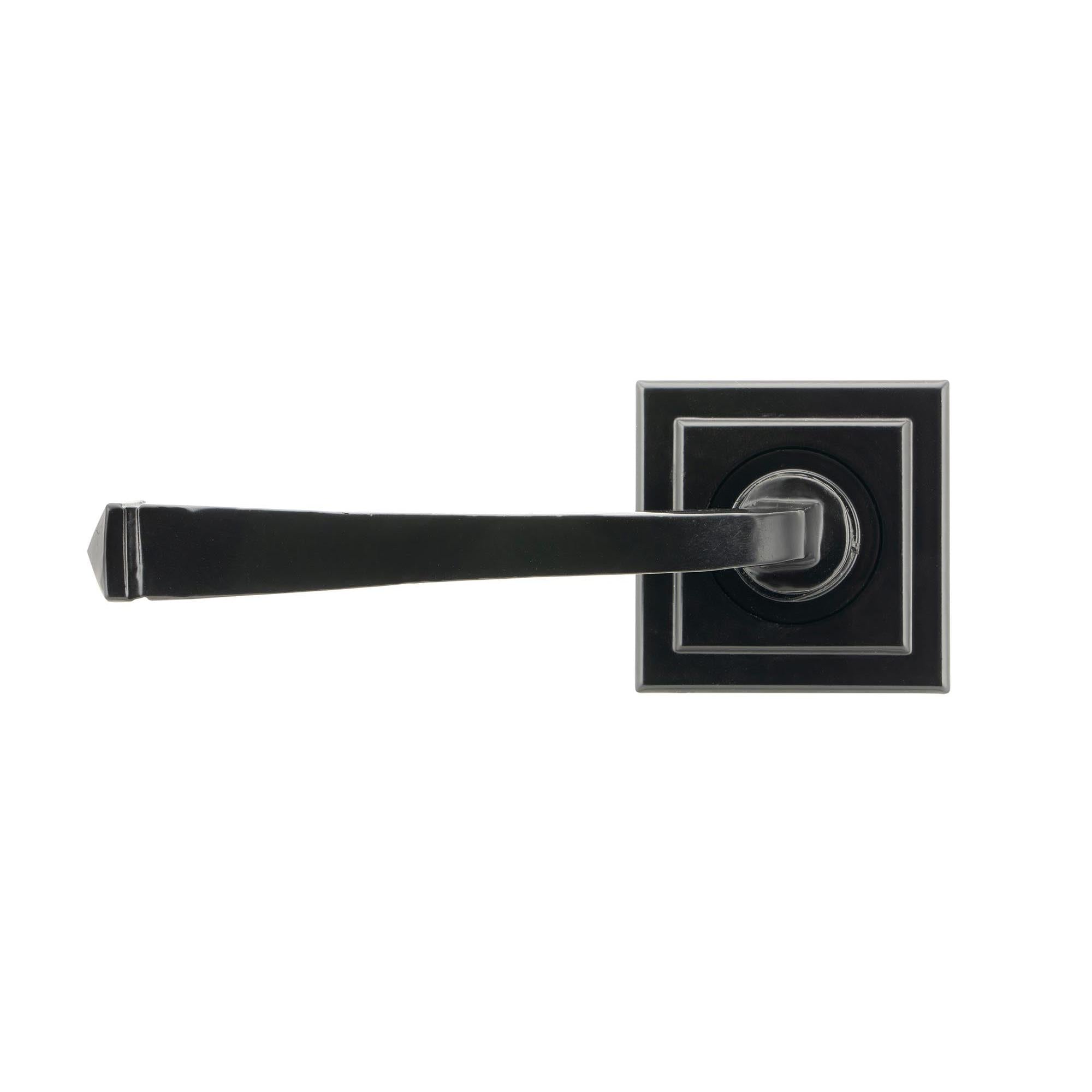 Black Avon Round Lever on Rose Set (Square) - Unsprung | From The Anvil - Concealed - From The Anvil - Yester Home