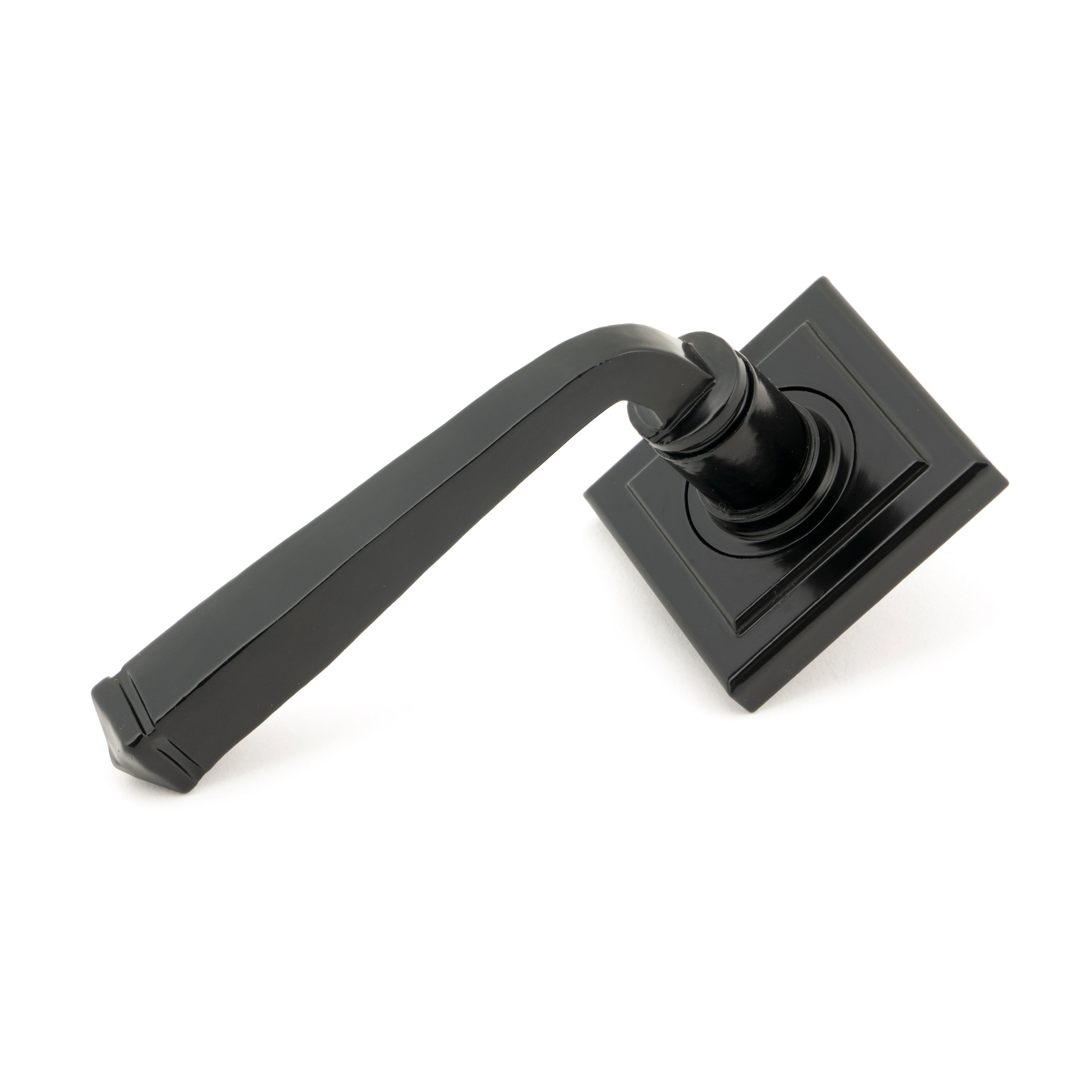 Black Avon Round Lever on Rose Set (Square) - Unsprung | From The Anvil-Concealed-Yester Home