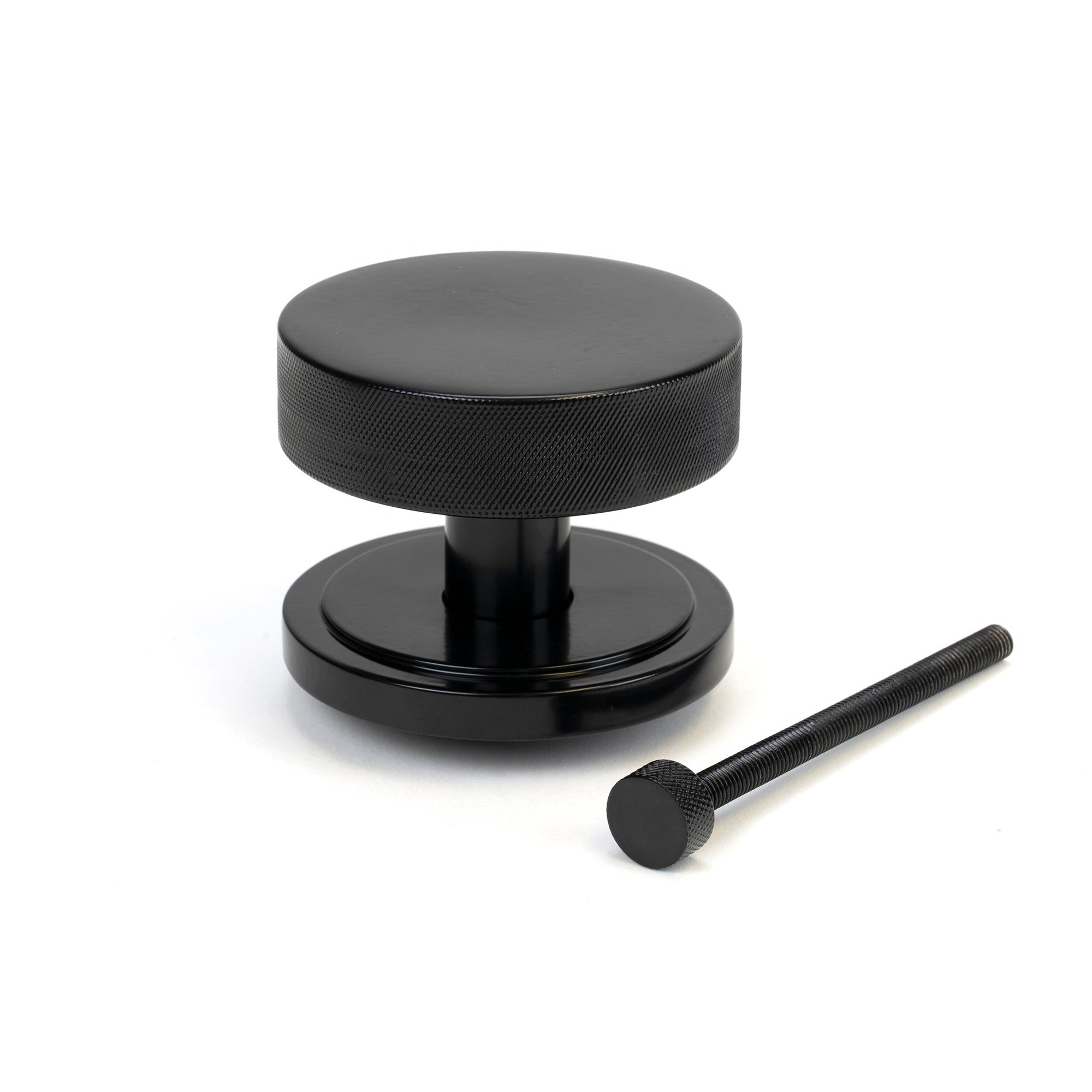 Black Brompton Centre Door Knob (Art Deco) | From The Anvil-Centre Door Knobs-Yester Home
