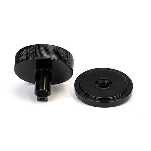 Black Brompton Centre Door Knob (Art Deco) | From The Anvil-Centre Door Knobs-Yester Home