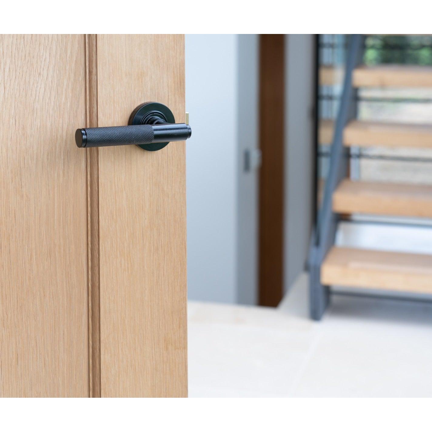 Black Brompton Lever on Rose Set (Plain) - Unsprung | From The Anvil-Concealed-Yester Home