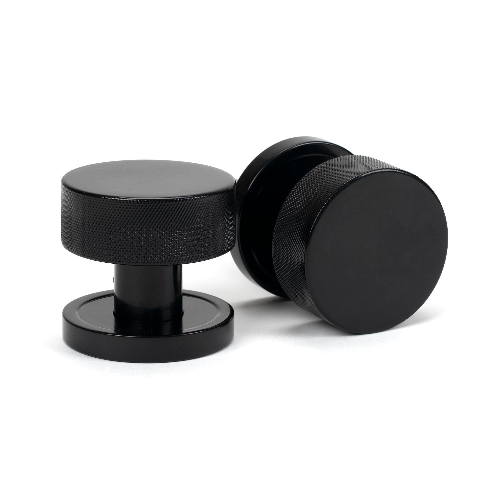 Black Brompton Mortice/Rim Knob Set (Plain) | From The Anvil - Mortice Knobs - From The Anvil - Yester Home
