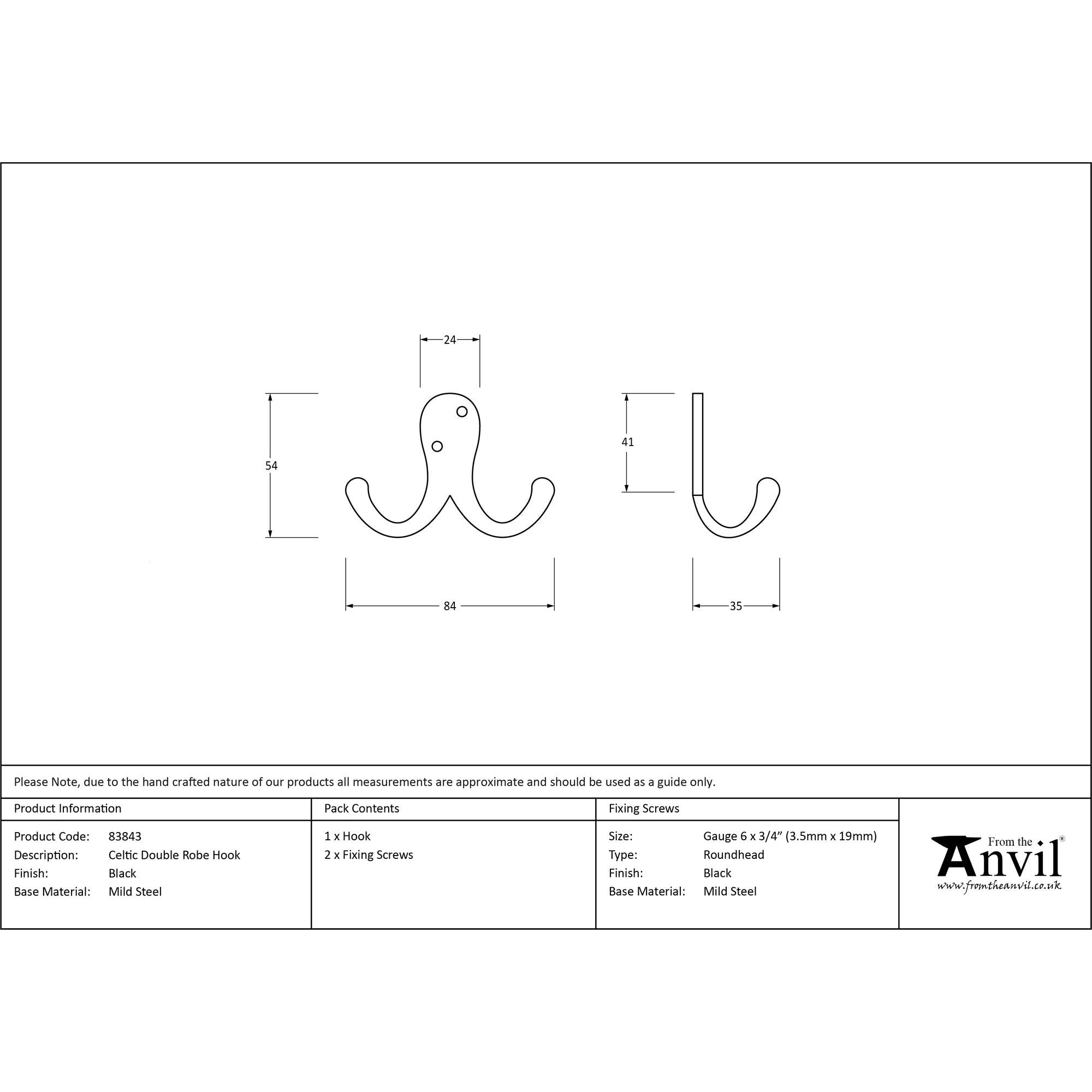 Black Celtic Double Robe Hooks | From The Anvil - Coat Hooks - From The Anvil - Yester Home
