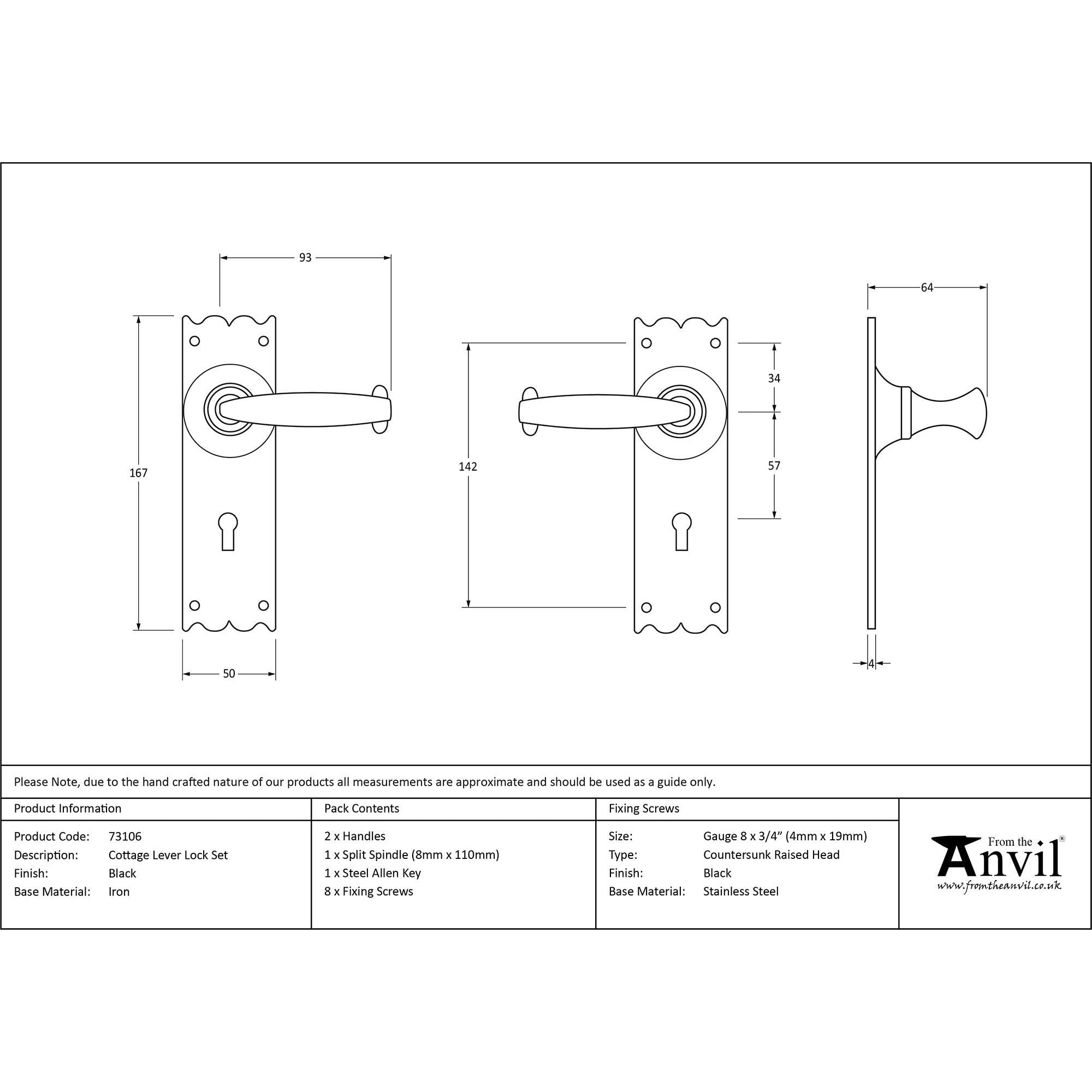 Black Cottage Lever Lock Set | From The Anvil - Lever Lock - From The Anvil - Yester Home