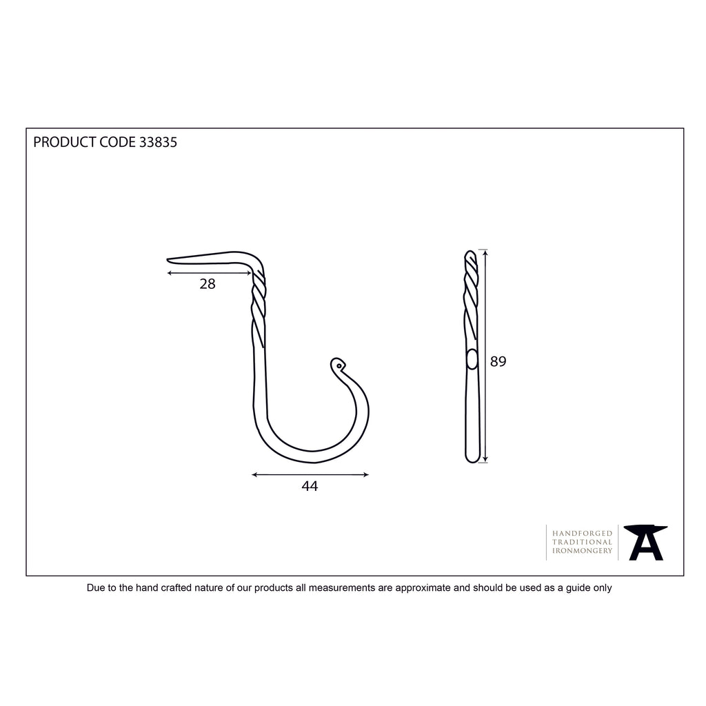 Black Cup Hook - Large | From The Anvil-Cup Hooks-Yester Home