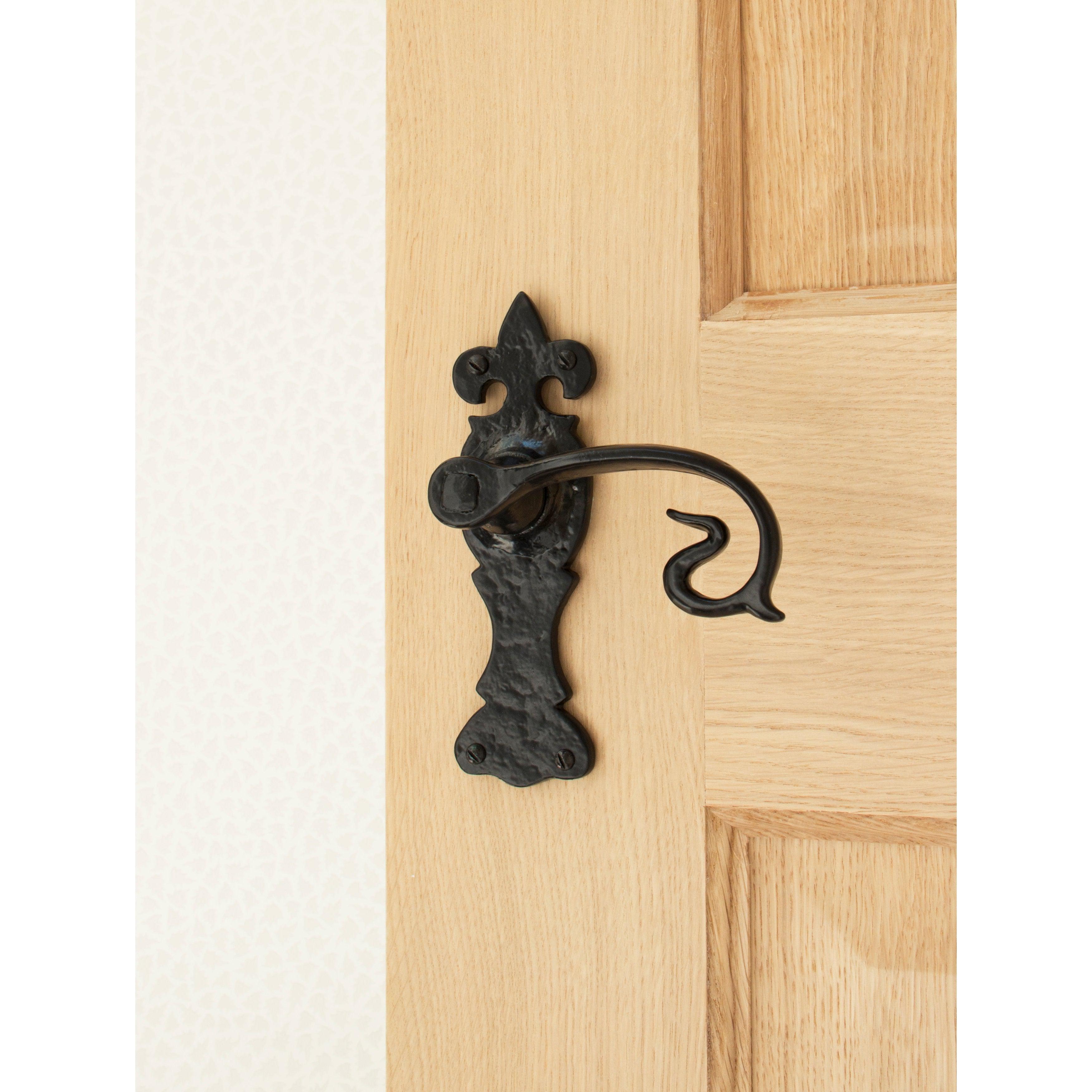 Black Curly Lever Latch Set | From The Anvil-Lever Latch-Yester Home