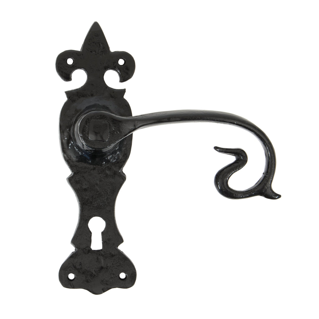 Black Curly Lever Lock Set | From The Anvil-Lever Lock-Yester Home