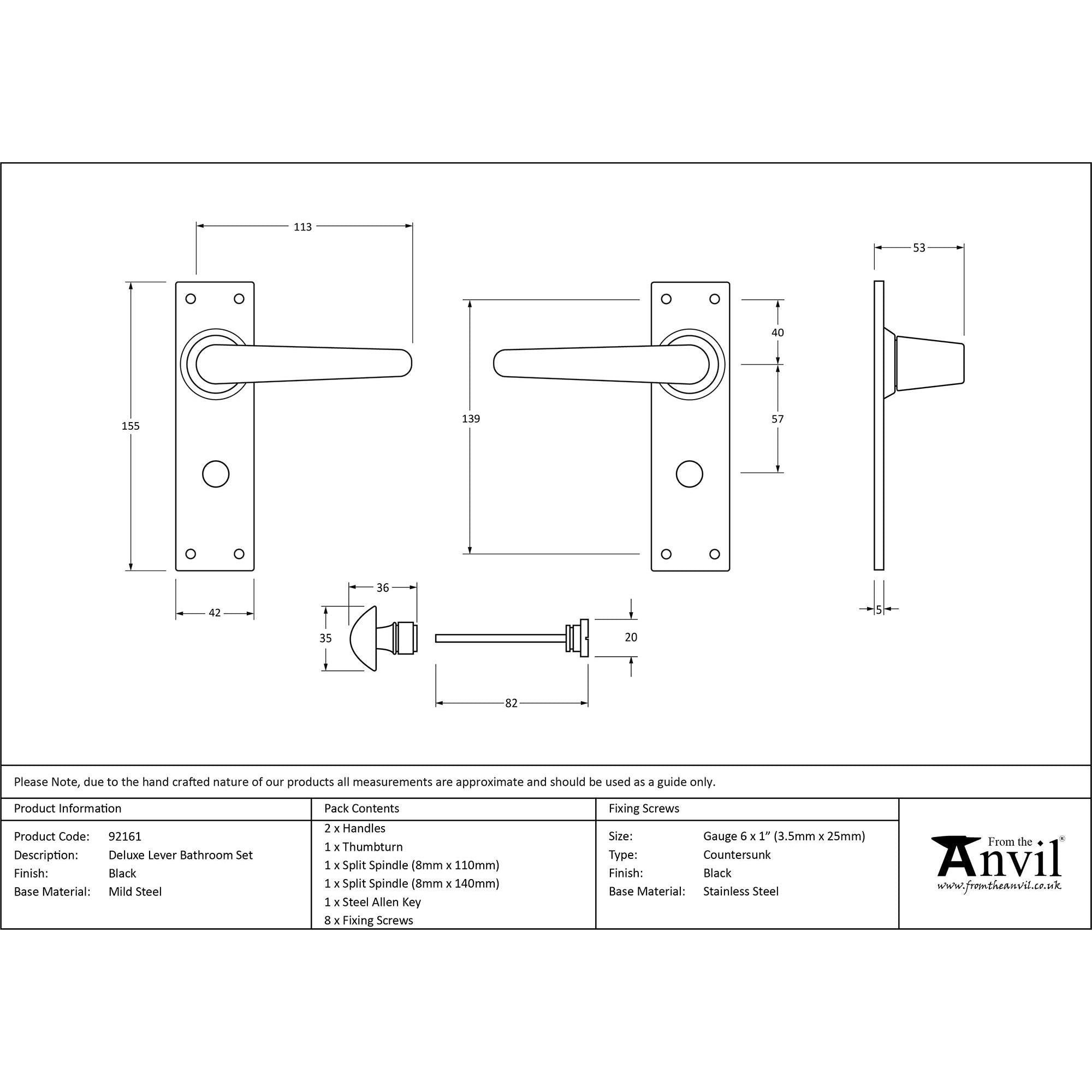 Black Deluxe Lever Bathroom Set | From The Anvil - Lever Bathroom - From The Anvil - Yester Home