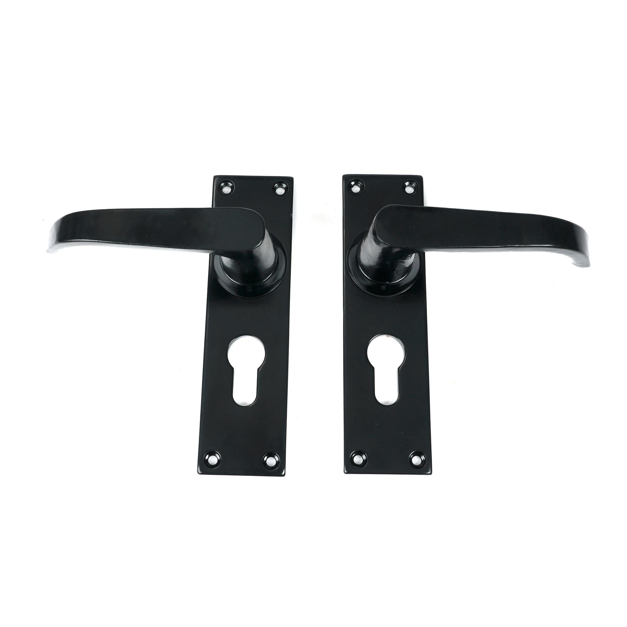 Black Deluxe Lever Euro Lock Set | From The Anvil - Lever Euro - From The Anvil - Yester Home