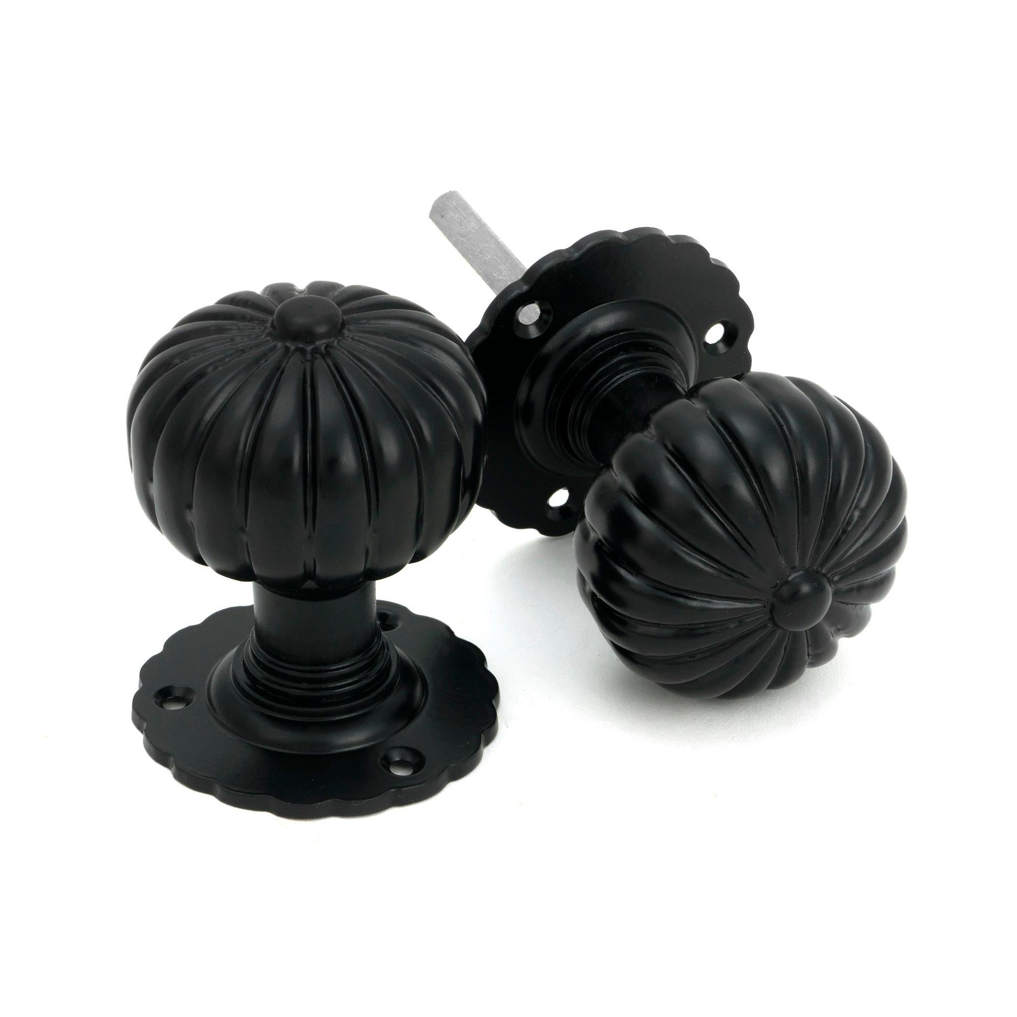 Black Flower Mortice Knob Set | From The Anvil - Mortice Knobs - From The Anvil - Yester Home
