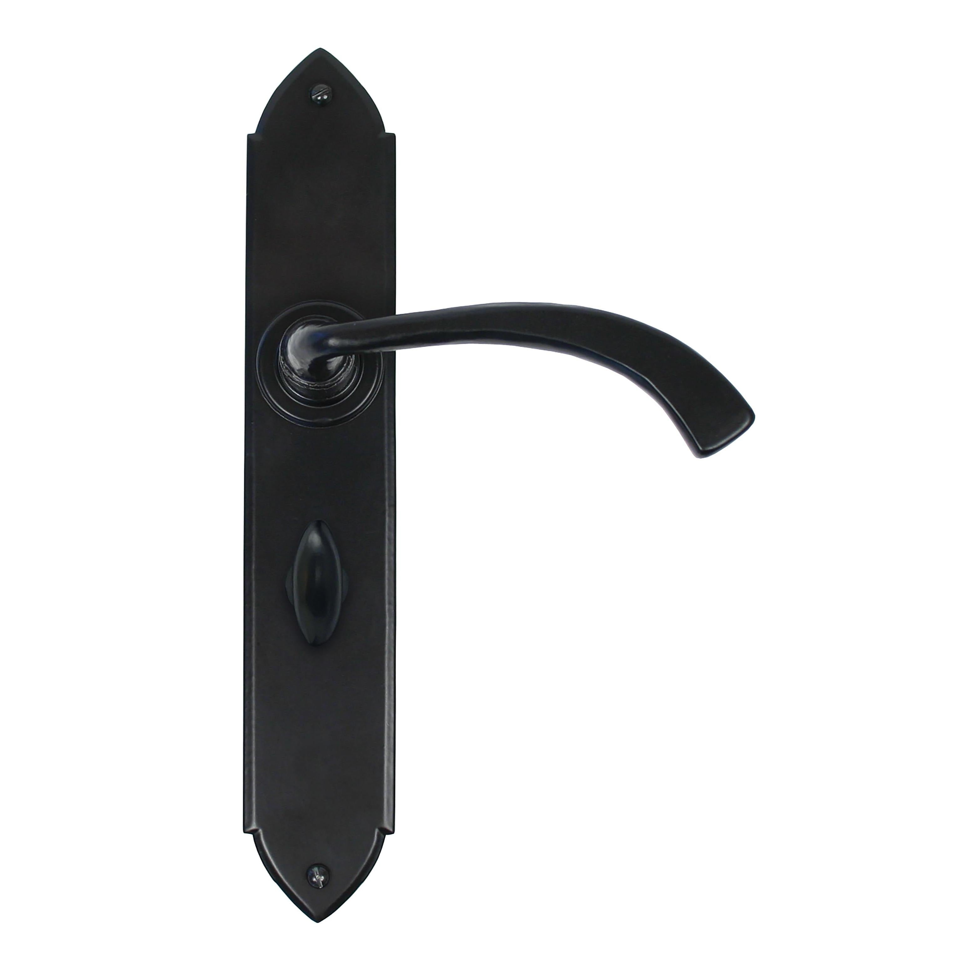 Black Gothic Curved Sprung Lever Bathroom Set | From The Anvil - Lever Bathroom - From The Anvil - Yester Home