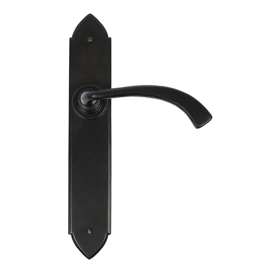 Black Gothic Curved Sprung Lever Latch Set | From The Anvil-Lever Latch-Yester Home