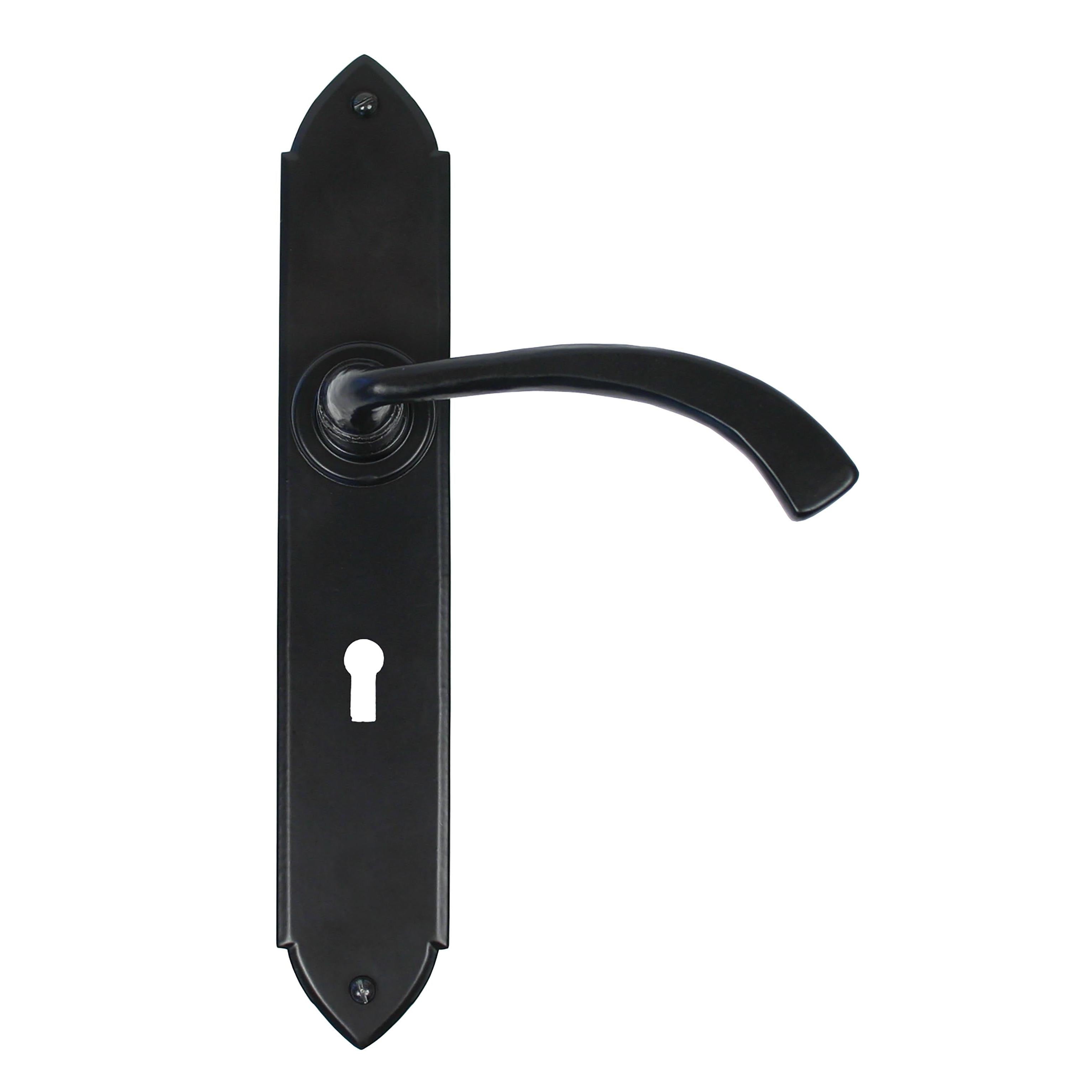 Black Gothic Curved Sprung Lever Lock Set | From The Anvil - Lever Lock - From The Anvil - Yester Home