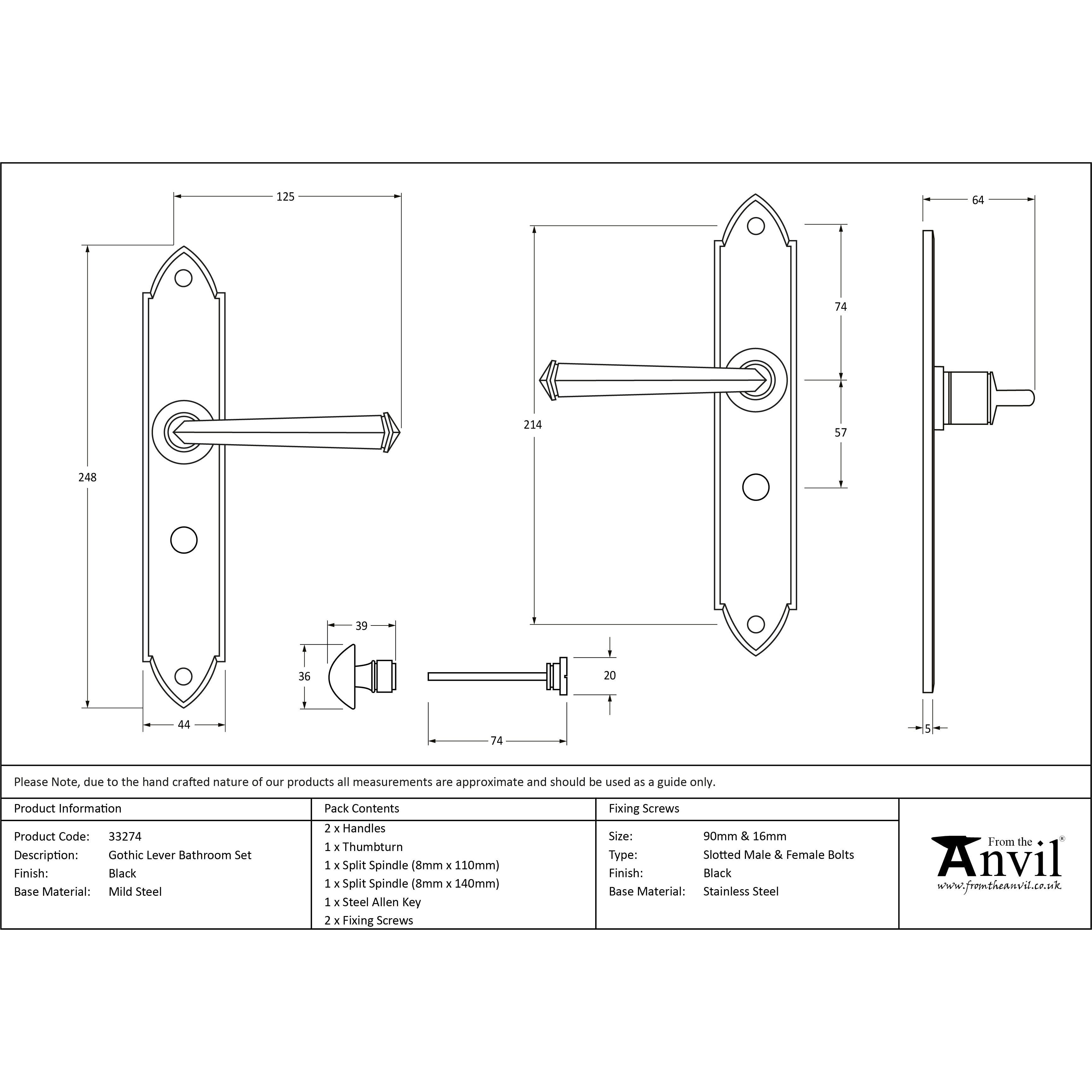 Black Gothic Lever Bathroom Set | From The Anvil-Lever Bathroom-Yester Home