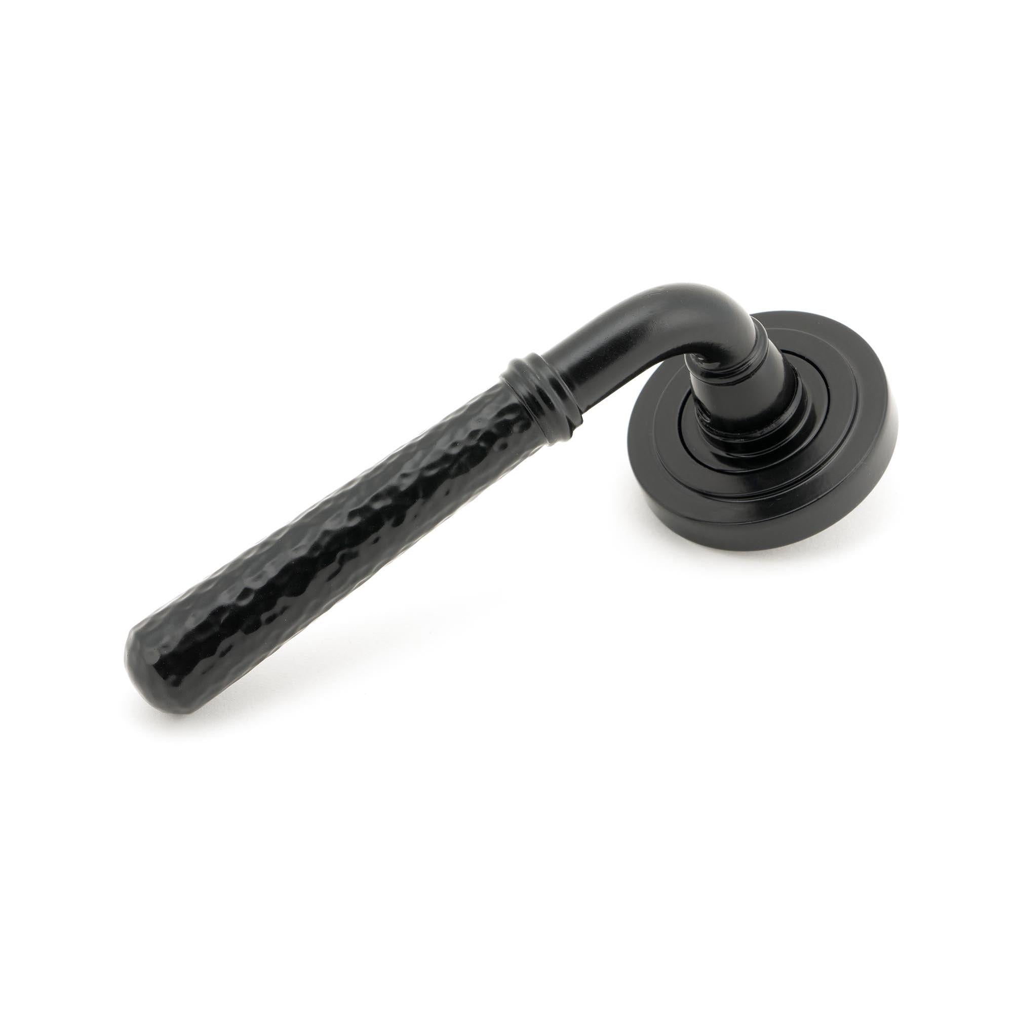 Black Hammered Newbury Lever on Rose Set (Art Deco) | From The Anvil - Concealed - From The Anvil - Yester Home