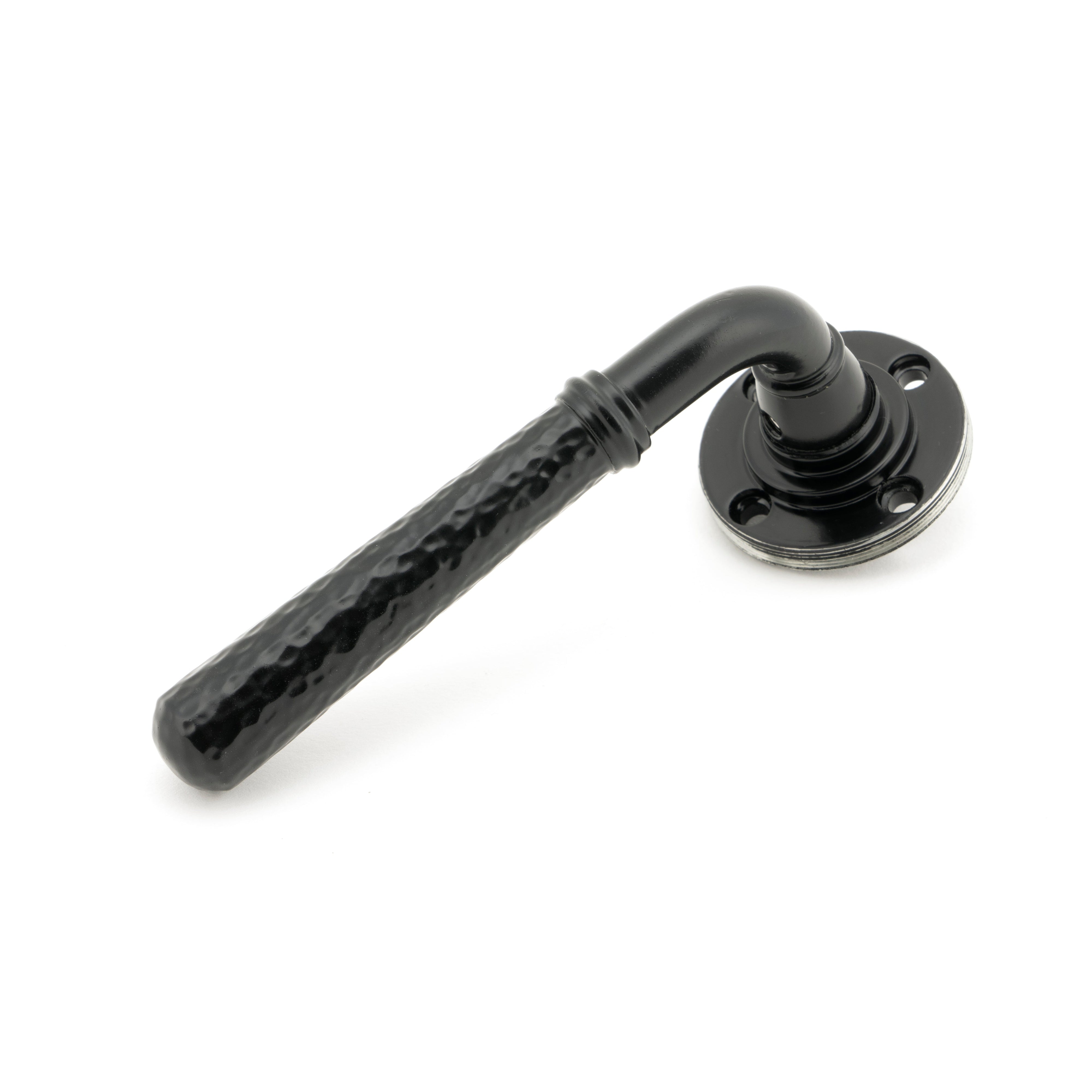 Black Hammered Newbury Lever on Rose Set (Plain) | From The Anvil-Concealed-Yester Home