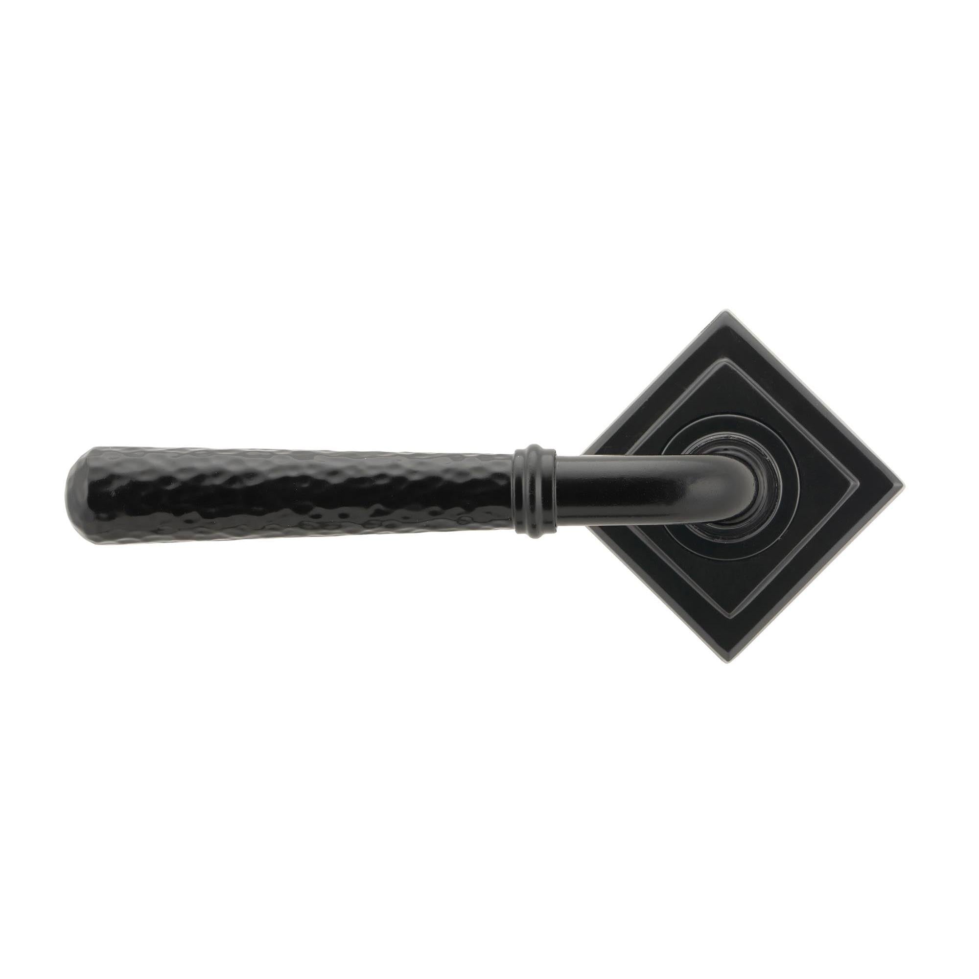 Black Hammered Newbury Lever on Rose Set (Square) | From The Anvil - Concealed - From The Anvil - Yester Home