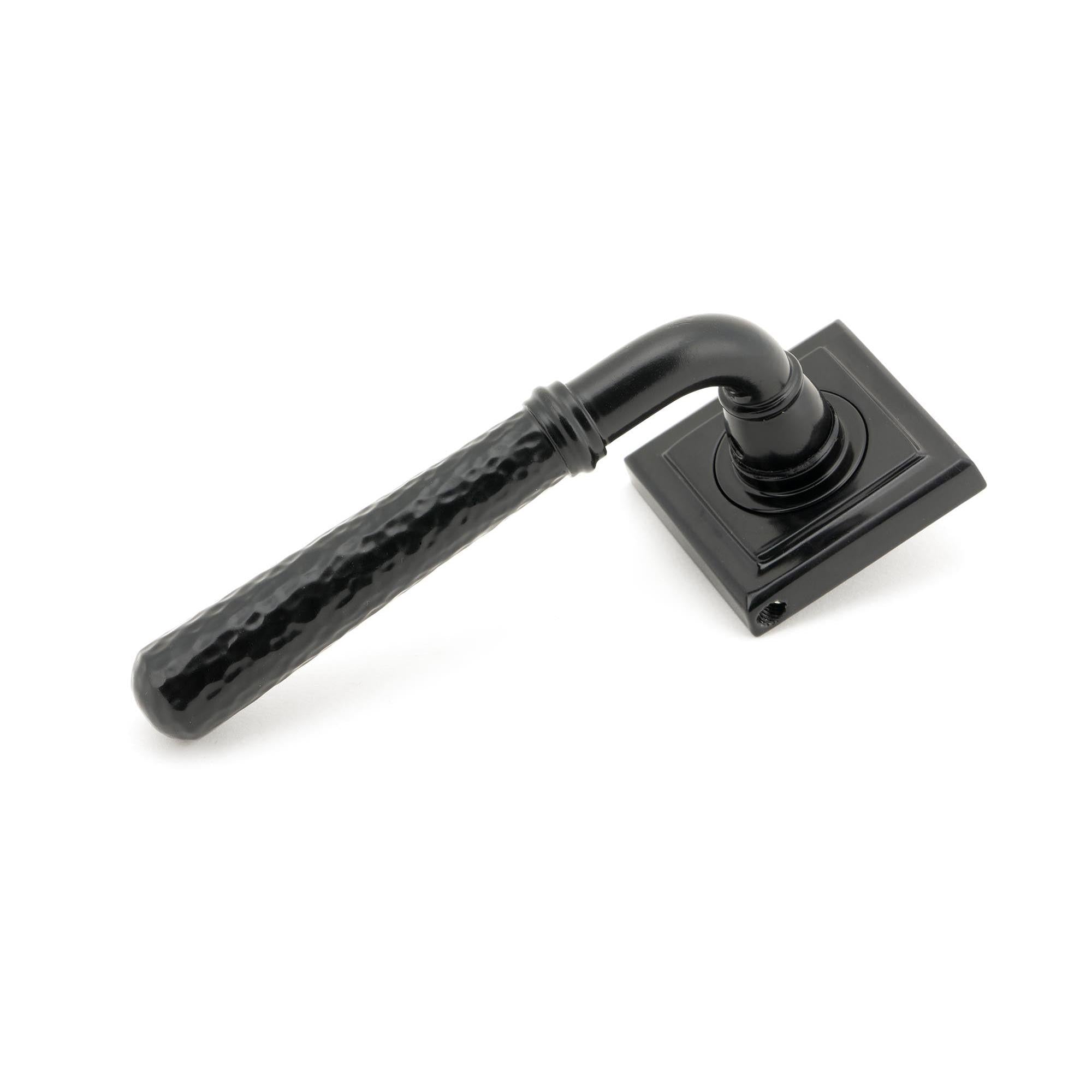 Black Hammered Newbury Lever on Rose Set (Square) - Unsprung | From The Anvil - Concealed - From The Anvil - Yester Home