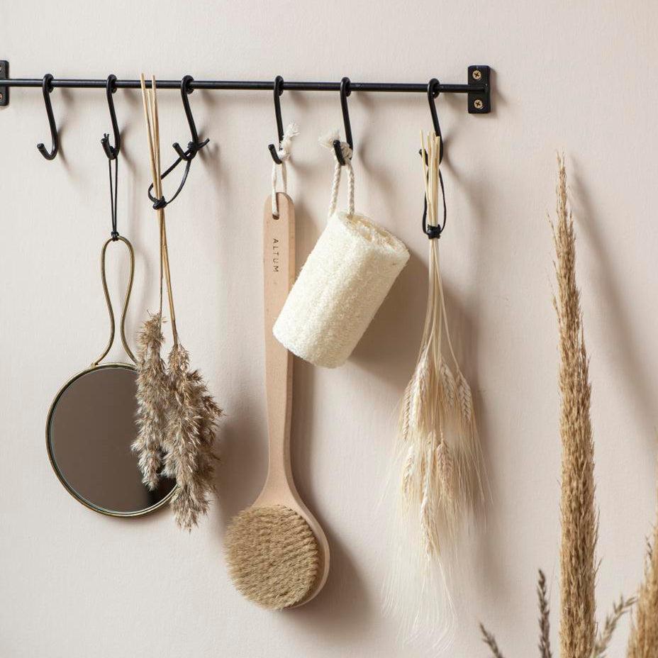 Black Kitchen Utensil Rail + 6 Sliding Hooks-Hook Rails-Yester Home