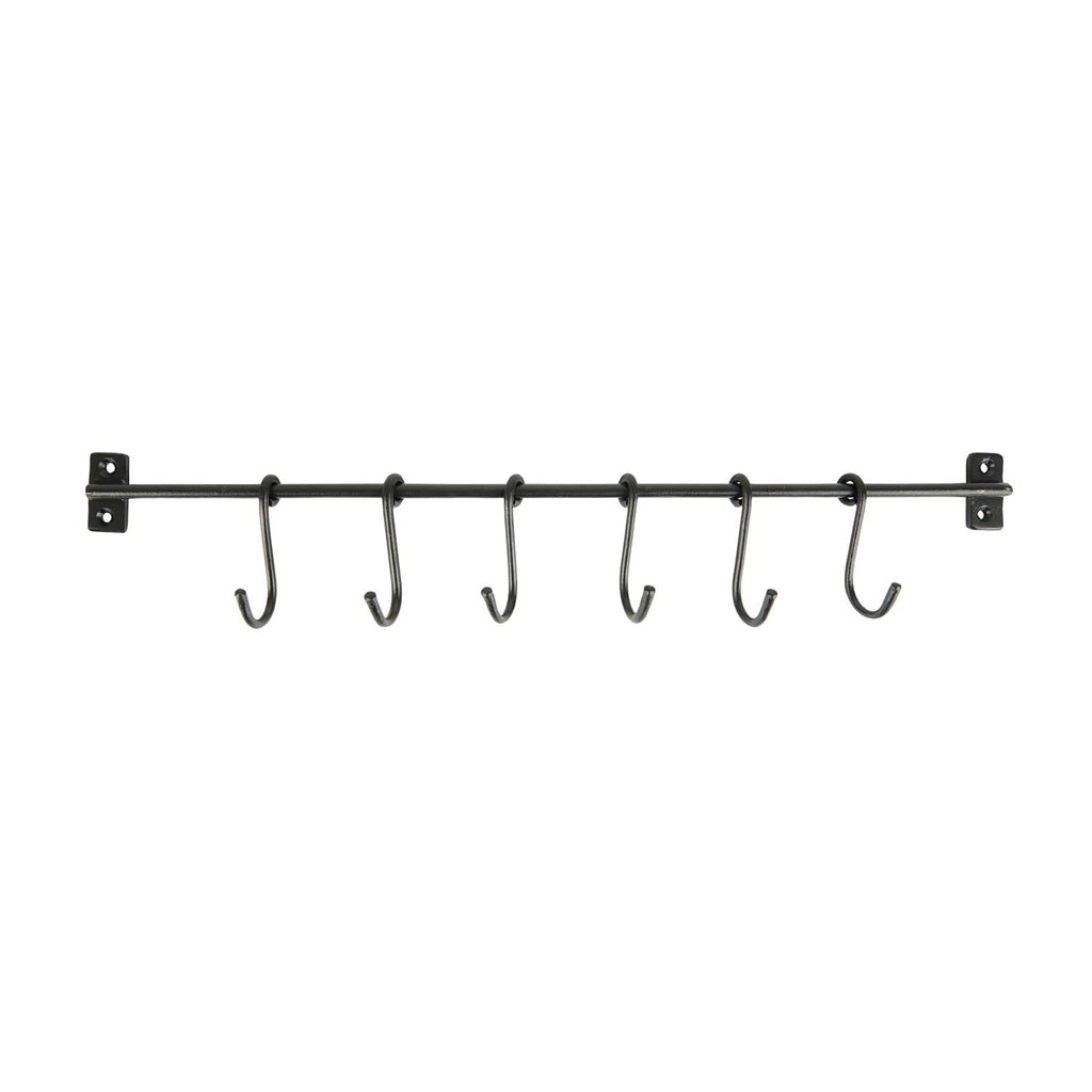 Black Kitchen Utensil Rail + 6 Sliding Hooks-Hook Rails-Yester Home