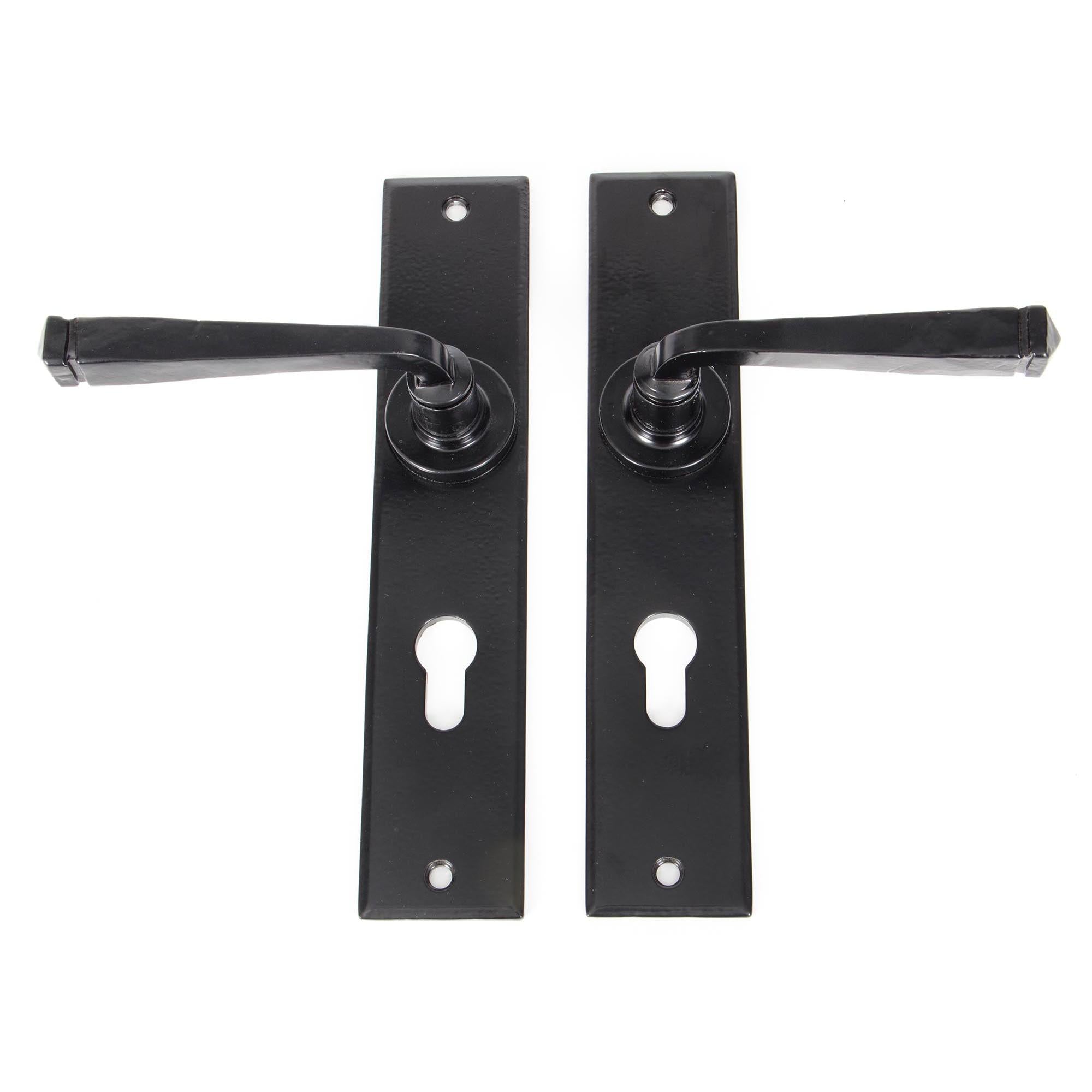 Black Large Avon 72mm Centre Euro Lock Set | From The Anvil - Lever Euro - From The Anvil - Yester Home