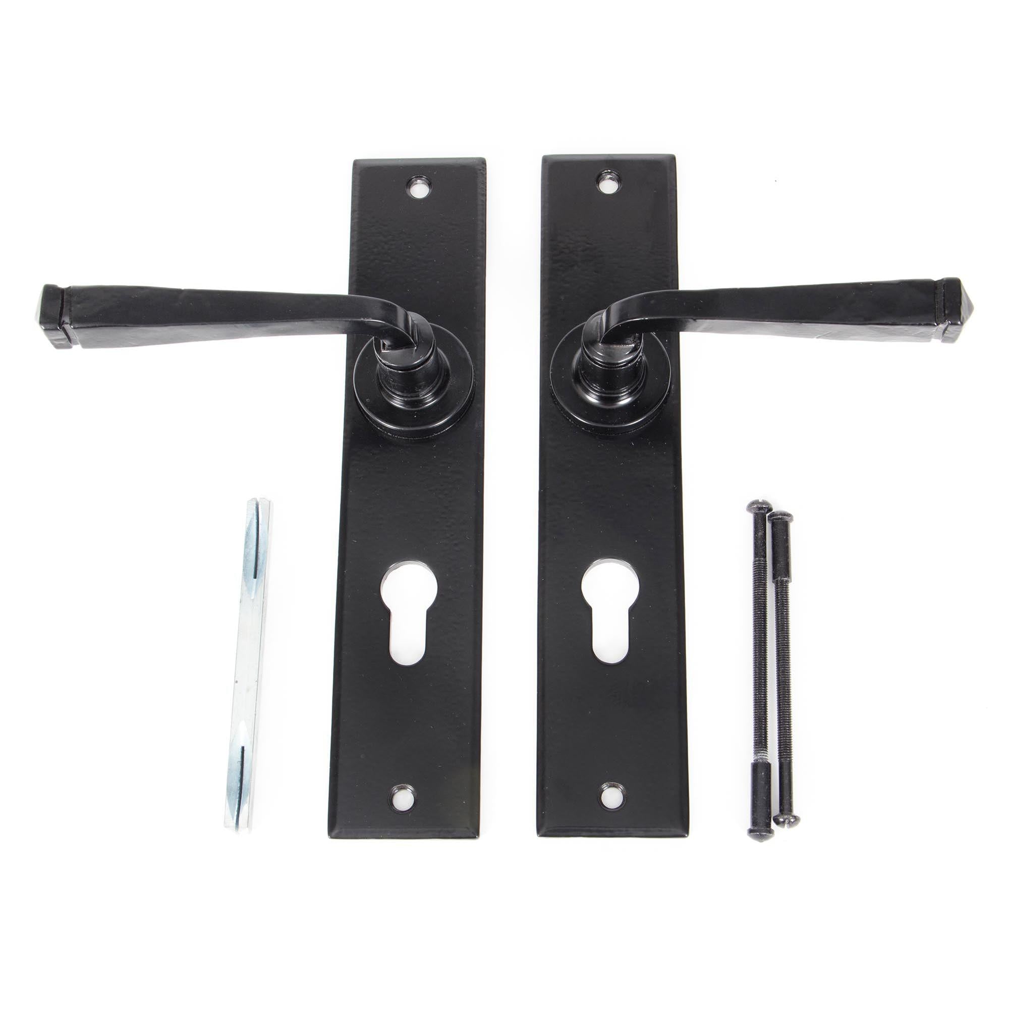 Black Large Avon 72mm Centre Euro Lock Set | From The Anvil - Lever Euro - From The Anvil - Yester Home