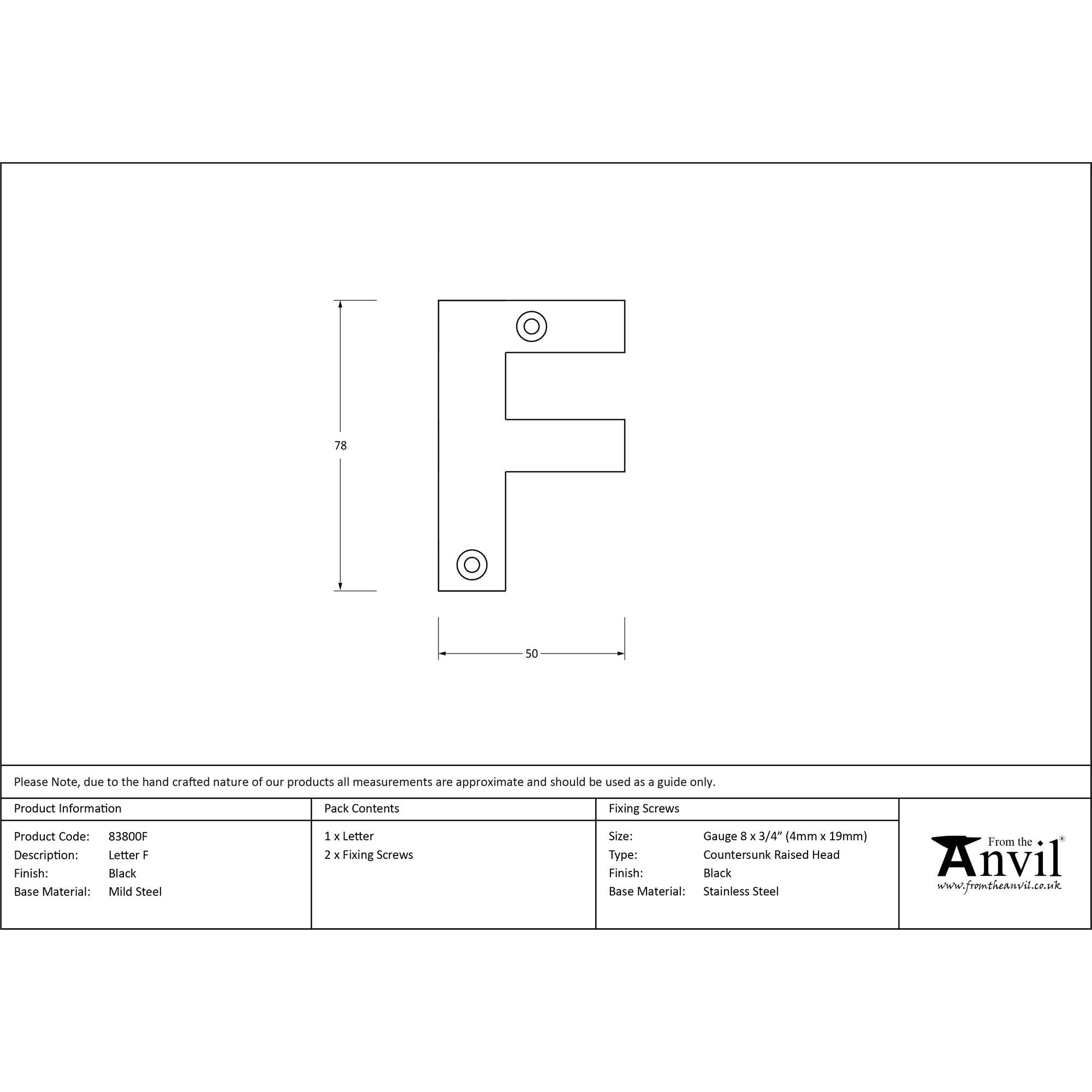 Black Letter F | From The Anvil - Letters - From The Anvil - Yester Home