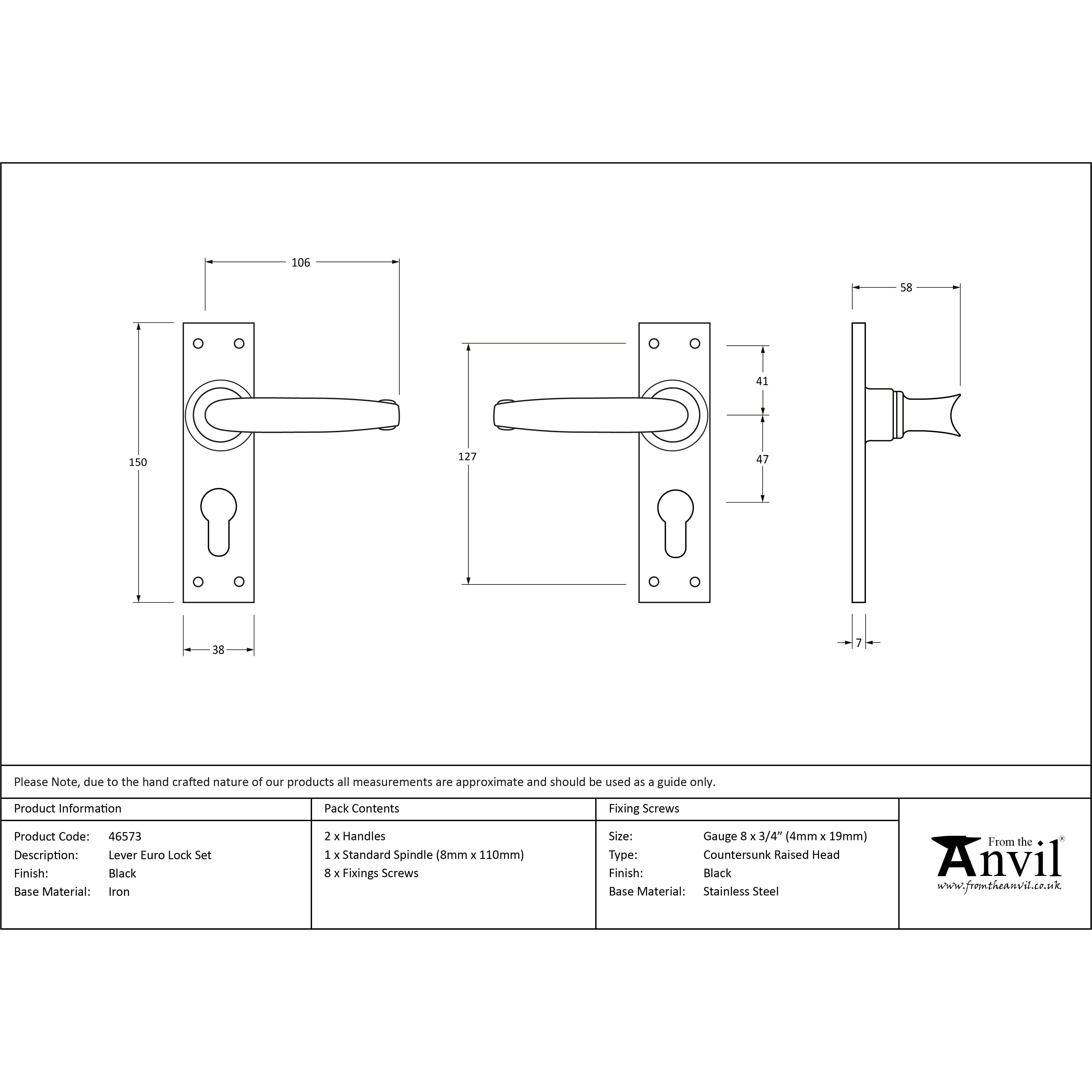 Black Lever Euro Lock Set | From The Anvil-Lever Euro-Yester Home