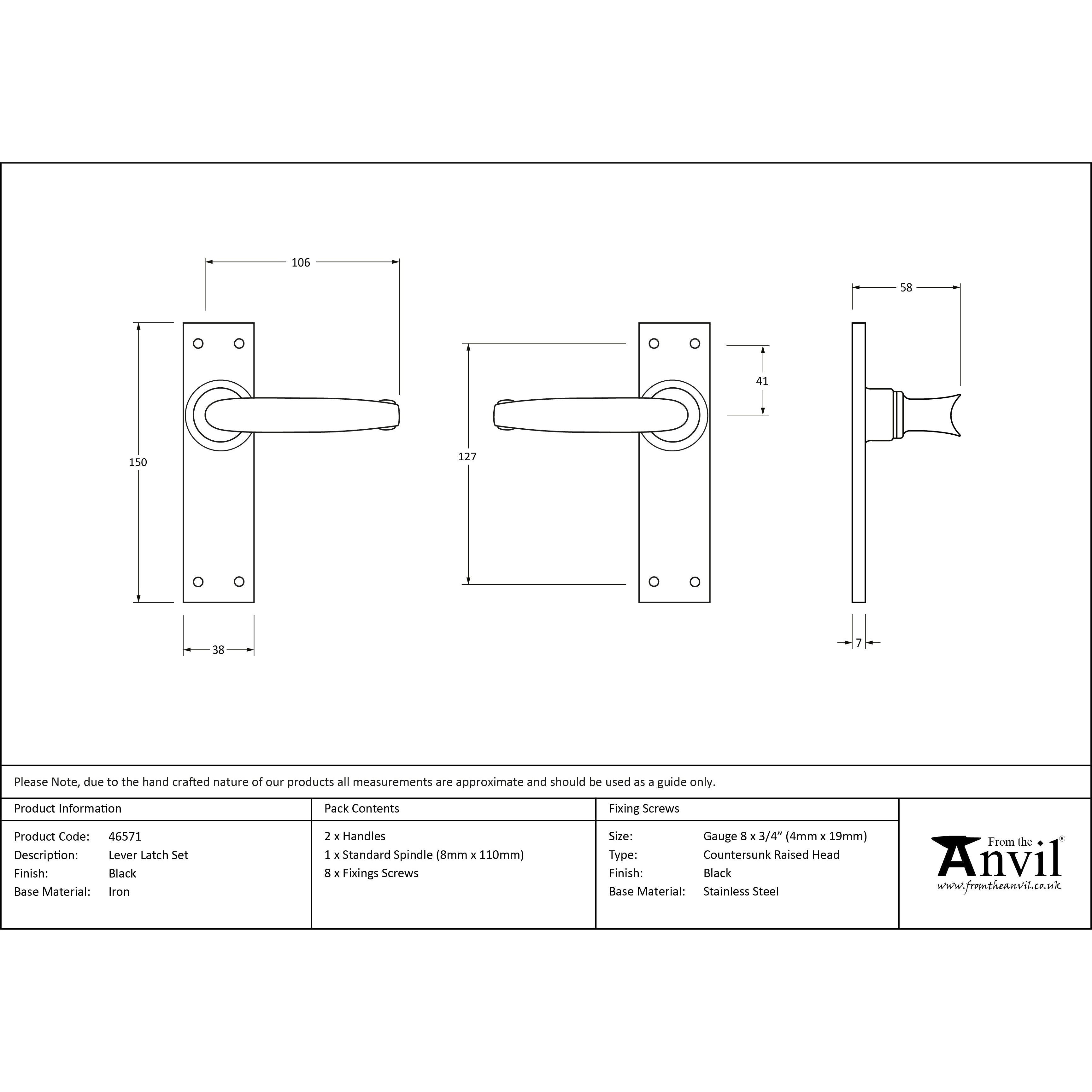 Black Lever Latch Set | From The Anvil-Lever Latch-Yester Home