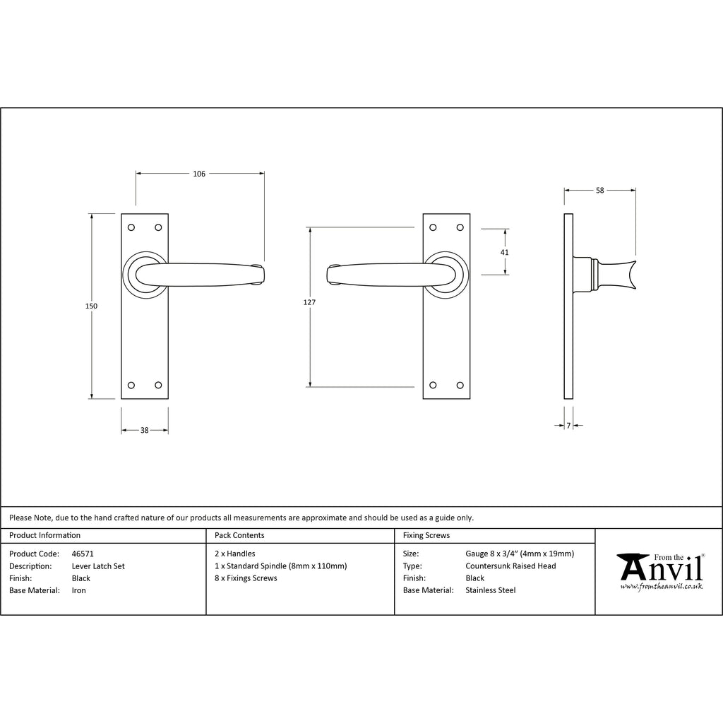 Black Lever Latch Set | From The Anvil-Lever Latch-Yester Home