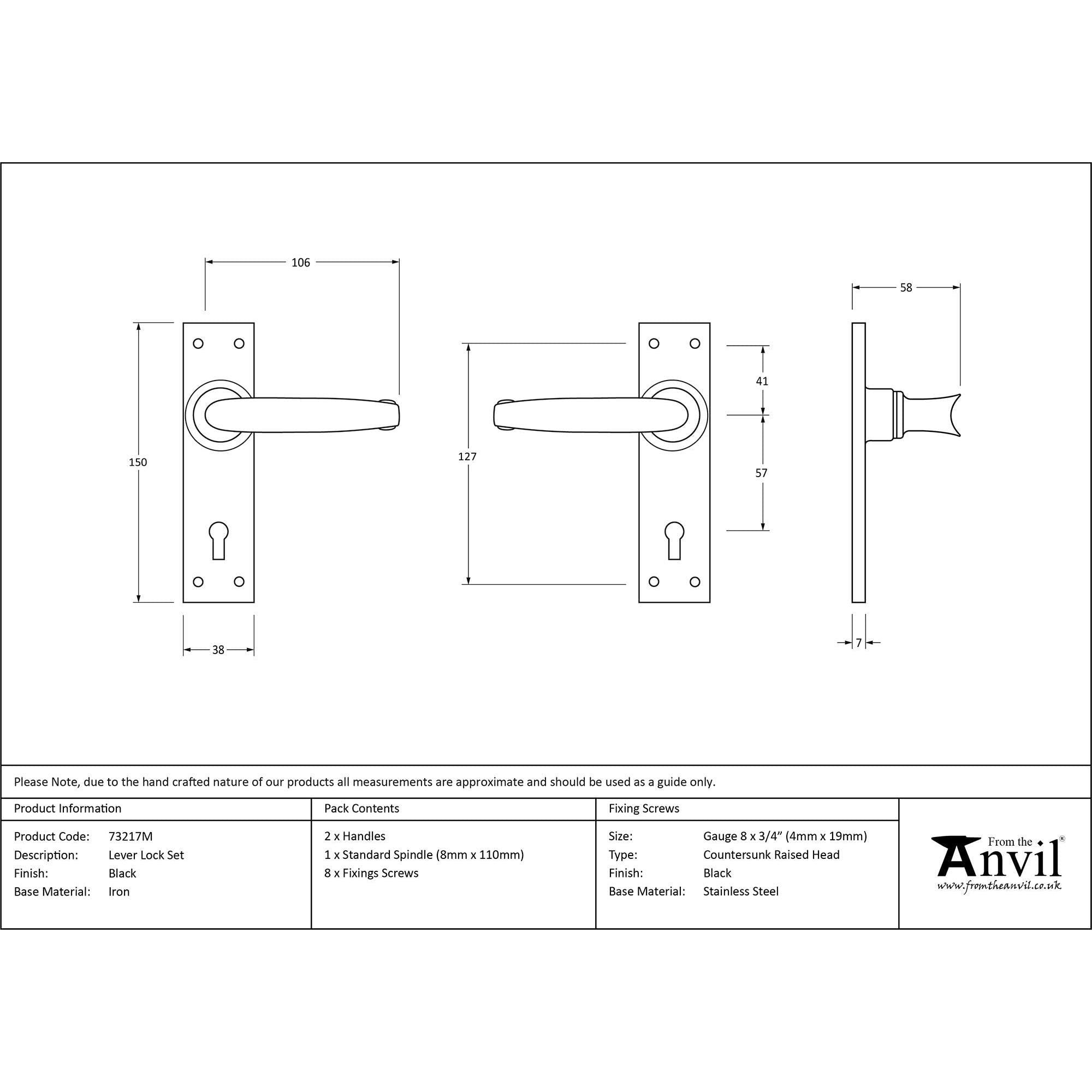 Black Lever Lock Set | From The Anvil - Lever Lock - From The Anvil - Yester Home