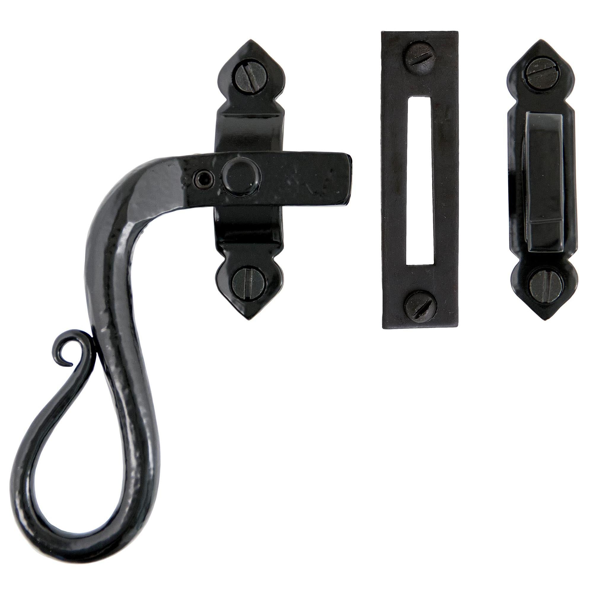 Black Locking Shepherd's Crook Fastener - LH | From The Anvil - Locking Fasteners - From The Anvil - Yester Home