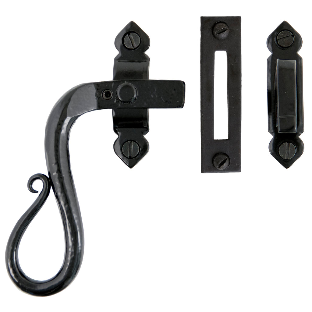 Black Locking Shepherd's Crook Fastener - LH | From The Anvil-Locking Fasteners-Yester Home
