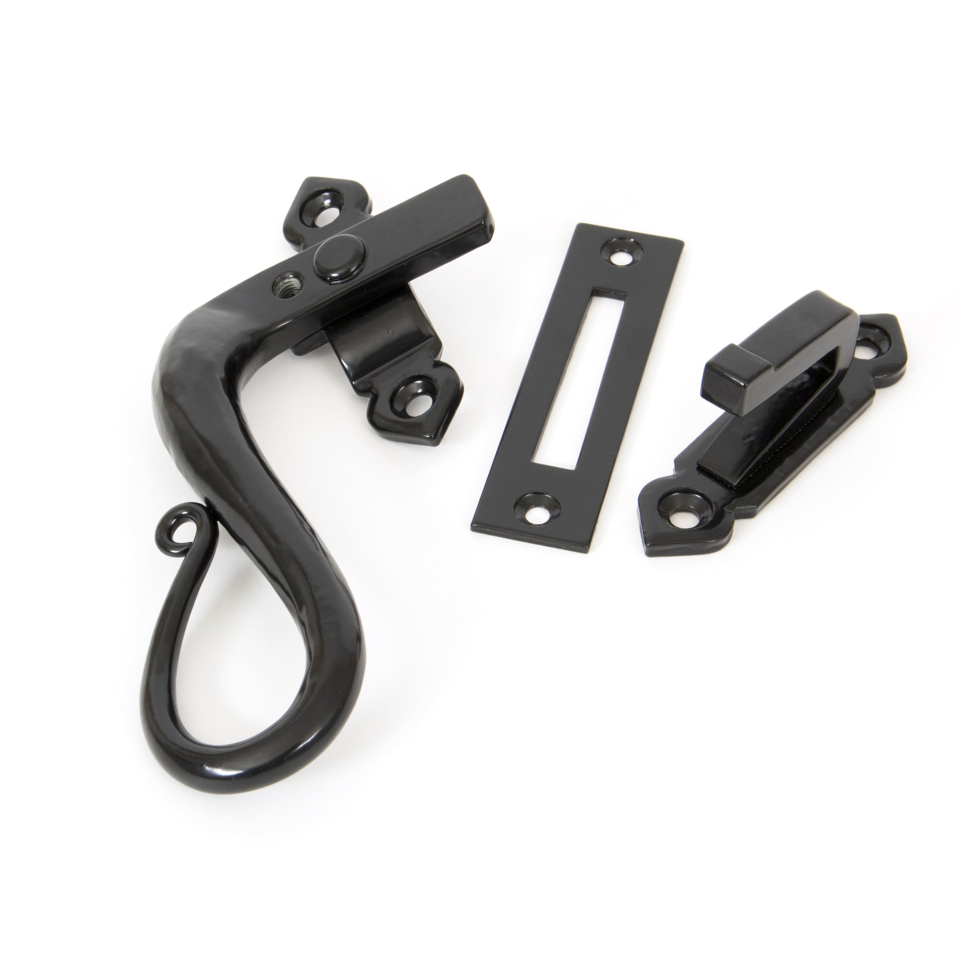 Black Locking Shepherd's Crook Fastener - LH | From The Anvil-Locking Fasteners-Yester Home