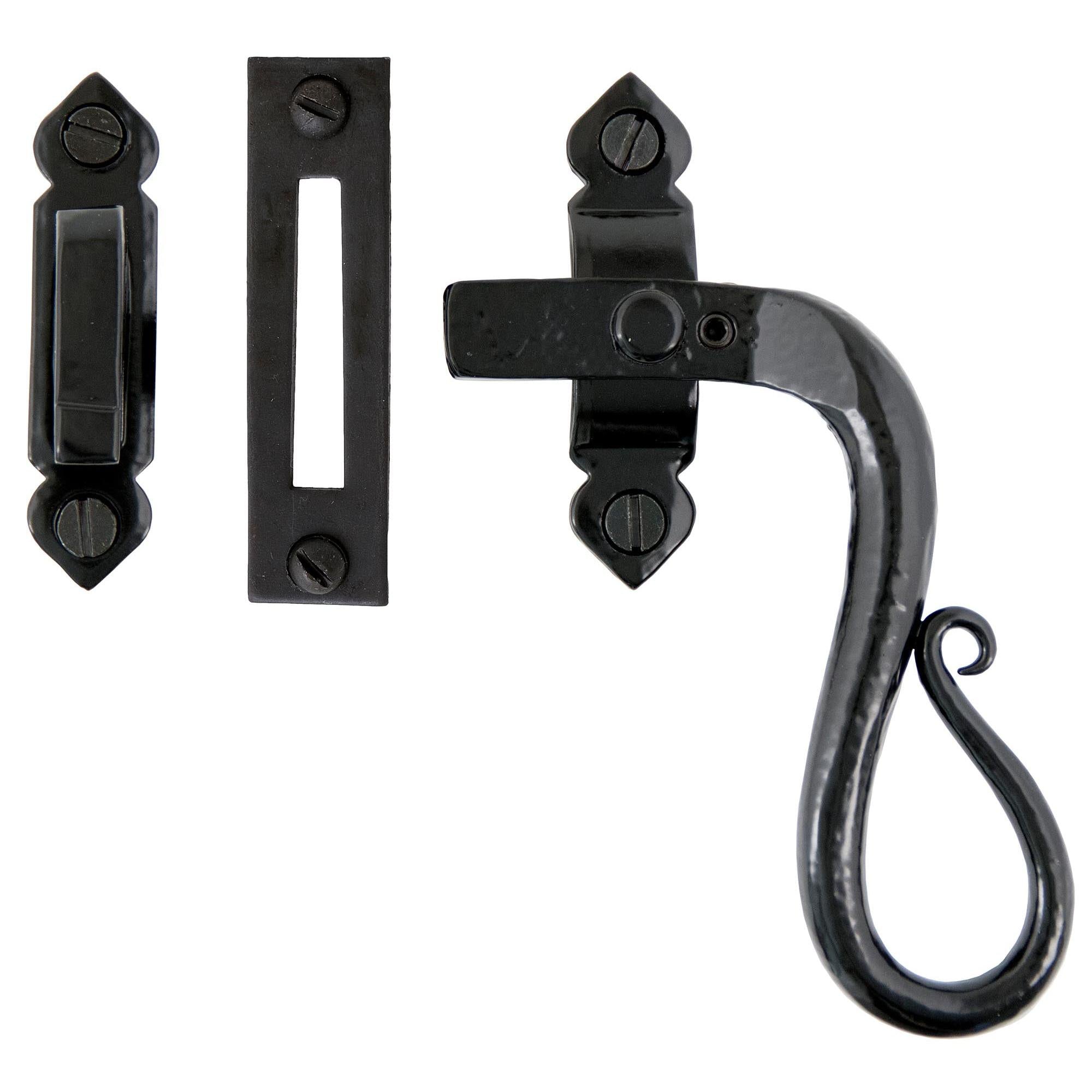 Black Locking Shepherd's Crook Fastener - RH | From The Anvil - Locking Fasteners - From The Anvil - Yester Home
