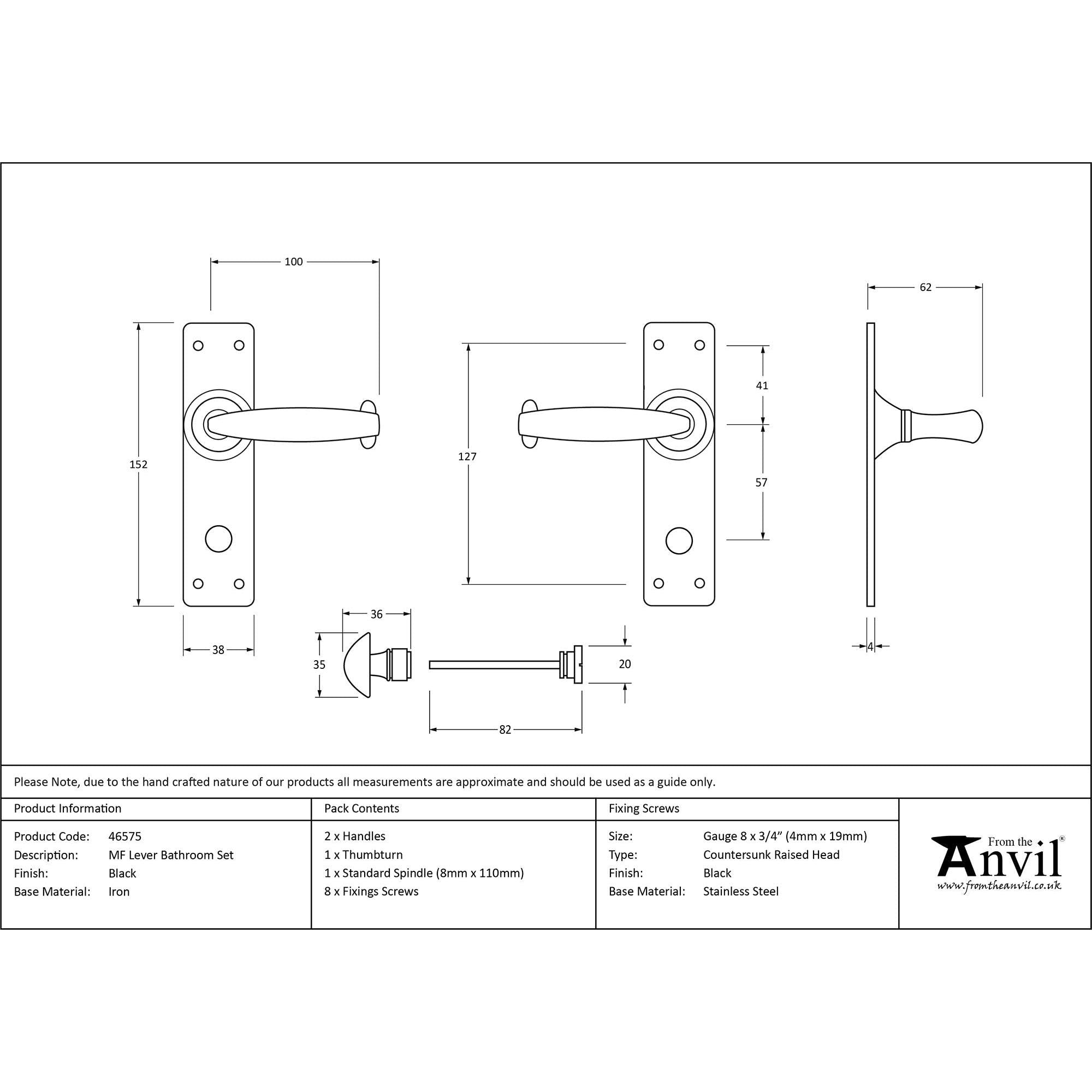 Black MF Lever Bathroom Set | From The Anvil - Lever Bathroom - From The Anvil - Yester Home