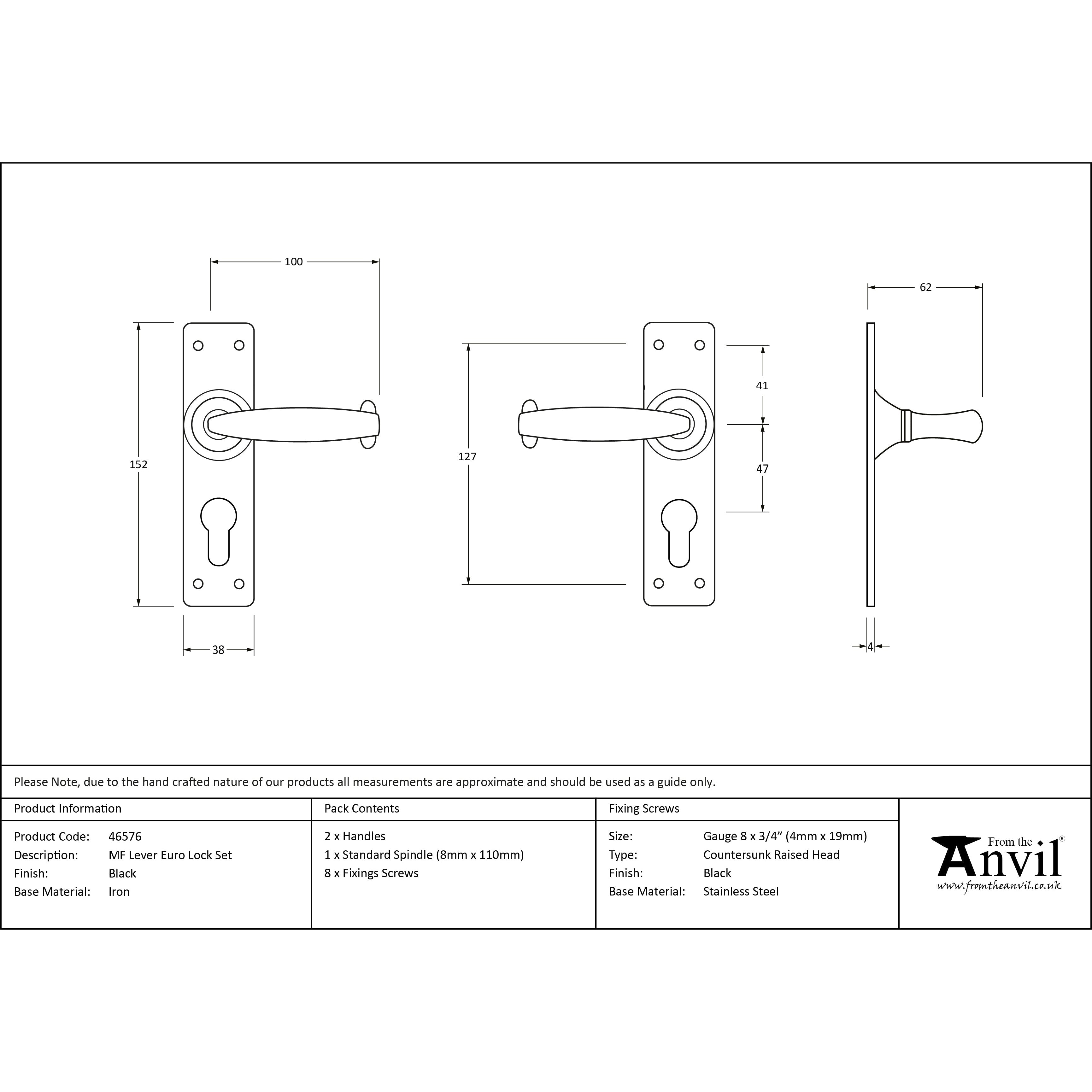 Black MF Lever Euro Lock Set | From The Anvil-Lever Euro-Yester Home
